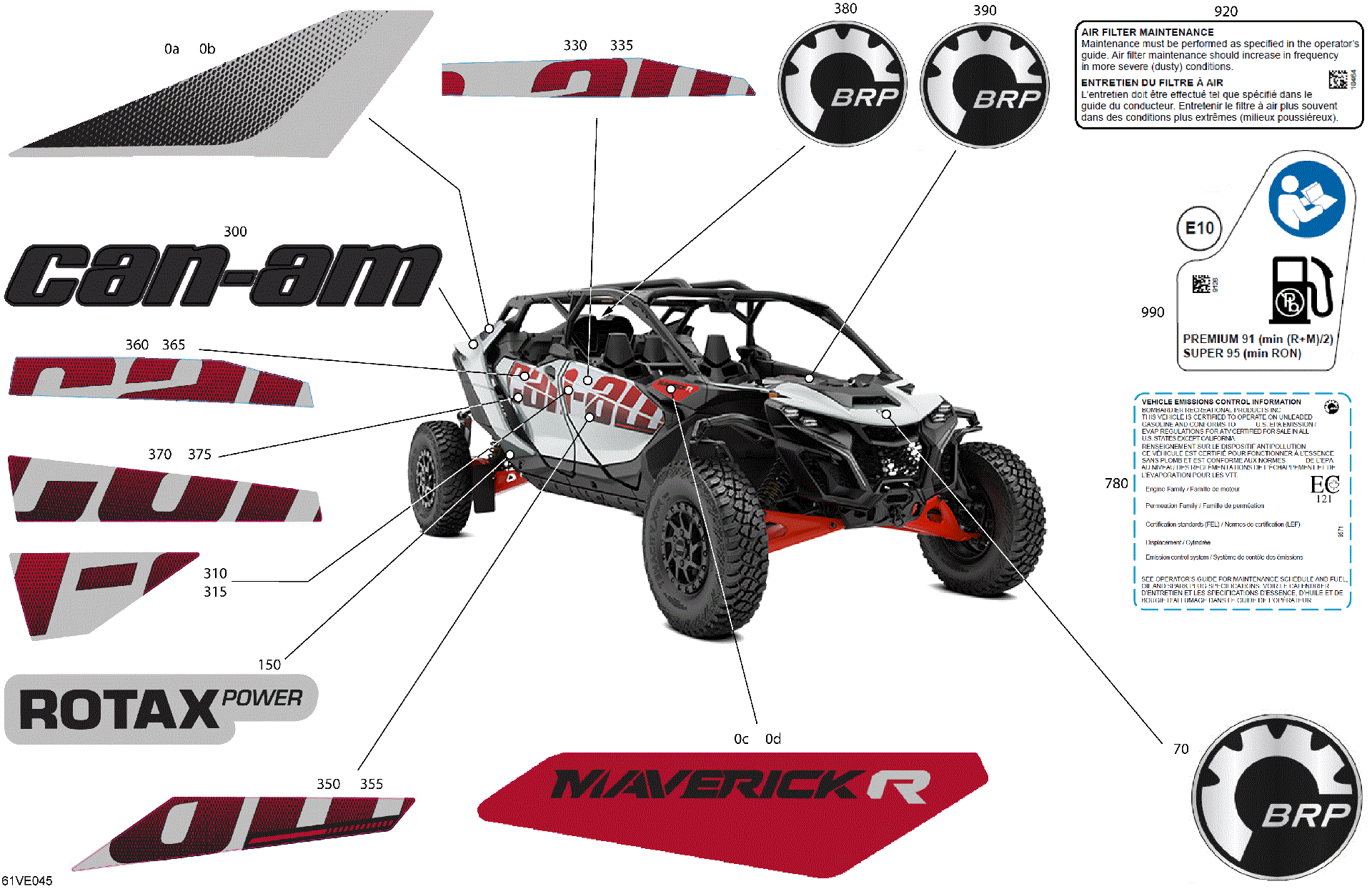 An Image of a Genuine Can-Am Parts Schematic Diagram showing the schematic - BODY - DECALS