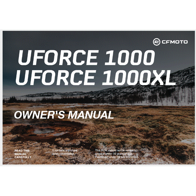 An Image of a Genuine CFMOTO Parts Schematic Diagram showing the schematic - OWNER'S MANUAL - 2022 CFMOTO UFORCE 1000 XL