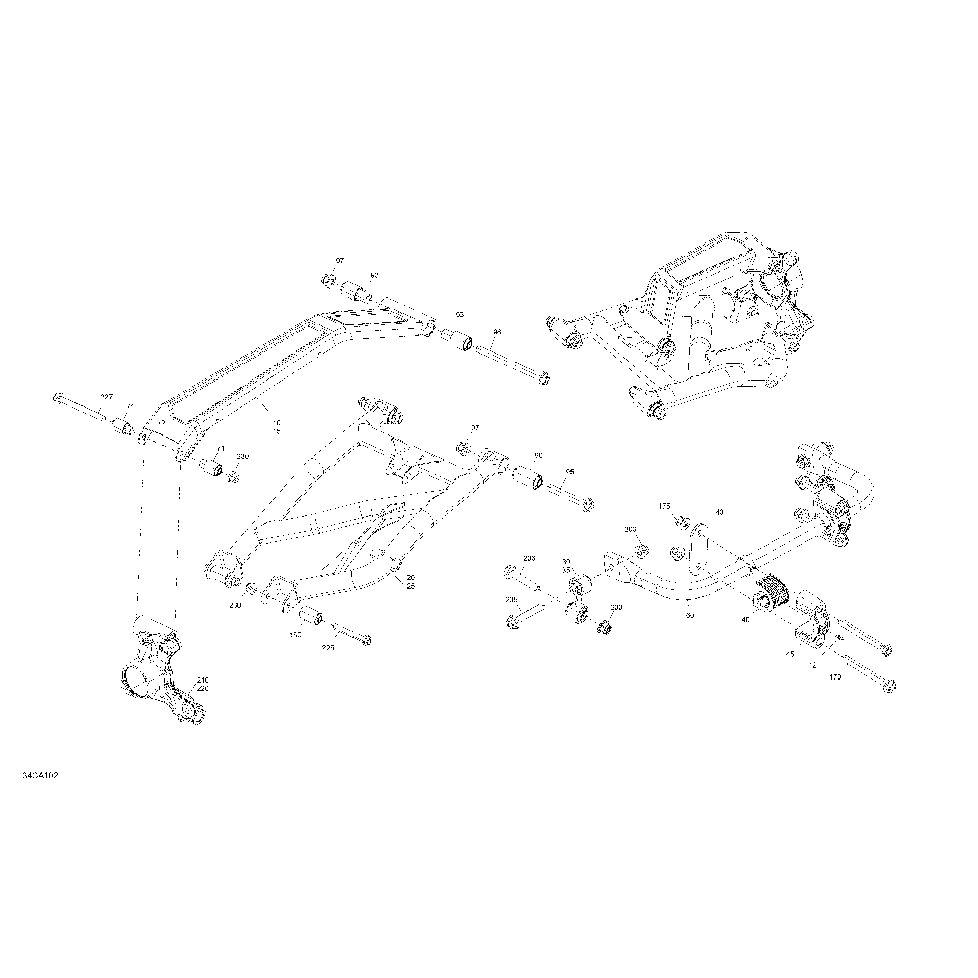 An Image of a Genuine Can-Am Parts Schematic Diagram showing the schematic - SUSPENSION - REAR - XT