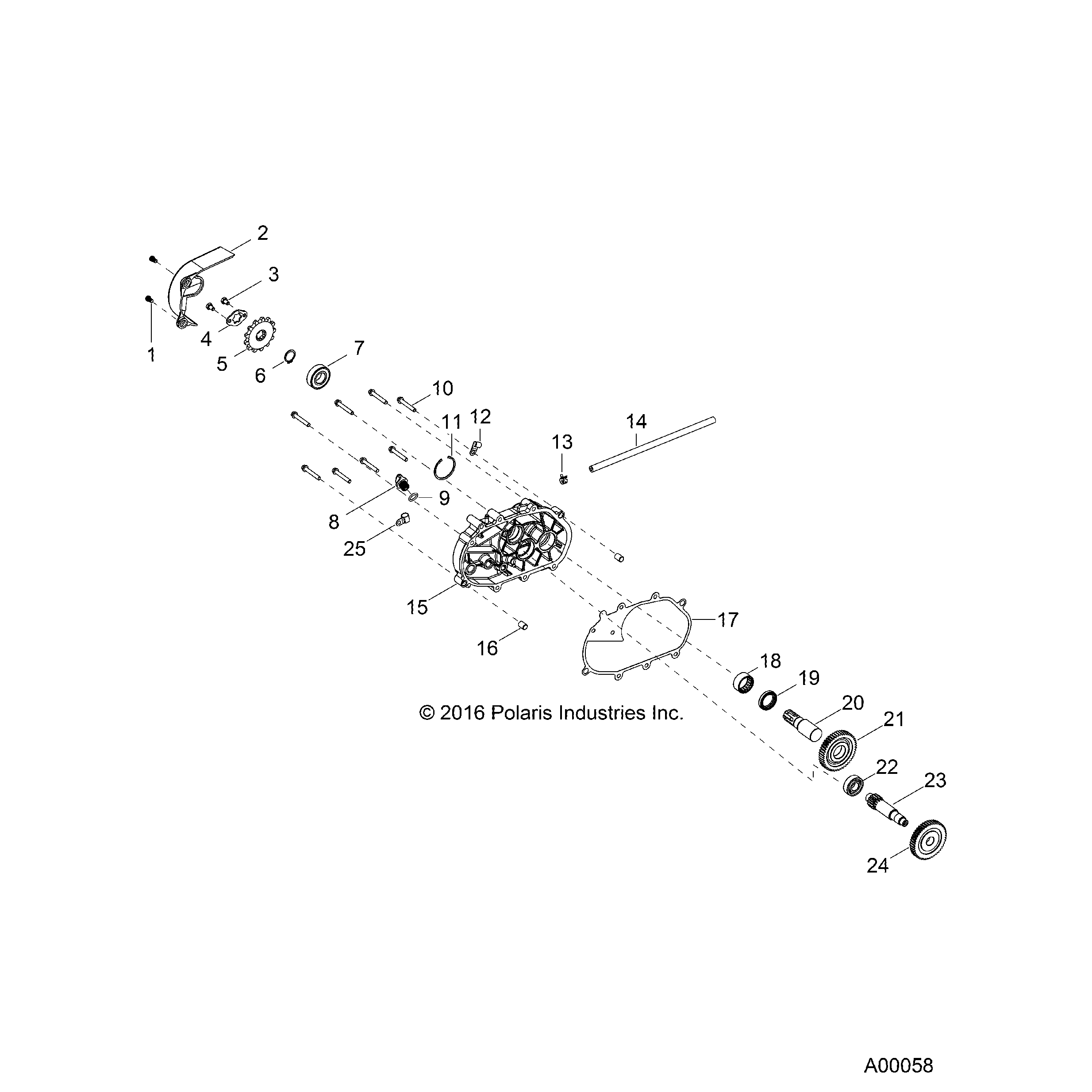 An Image of a Genuine Polaris Parts Schematic Diagram showing the schematic - DRIVE TRAIN: TRANSMISSION - 2019 POLARIS OUTLAW 50
