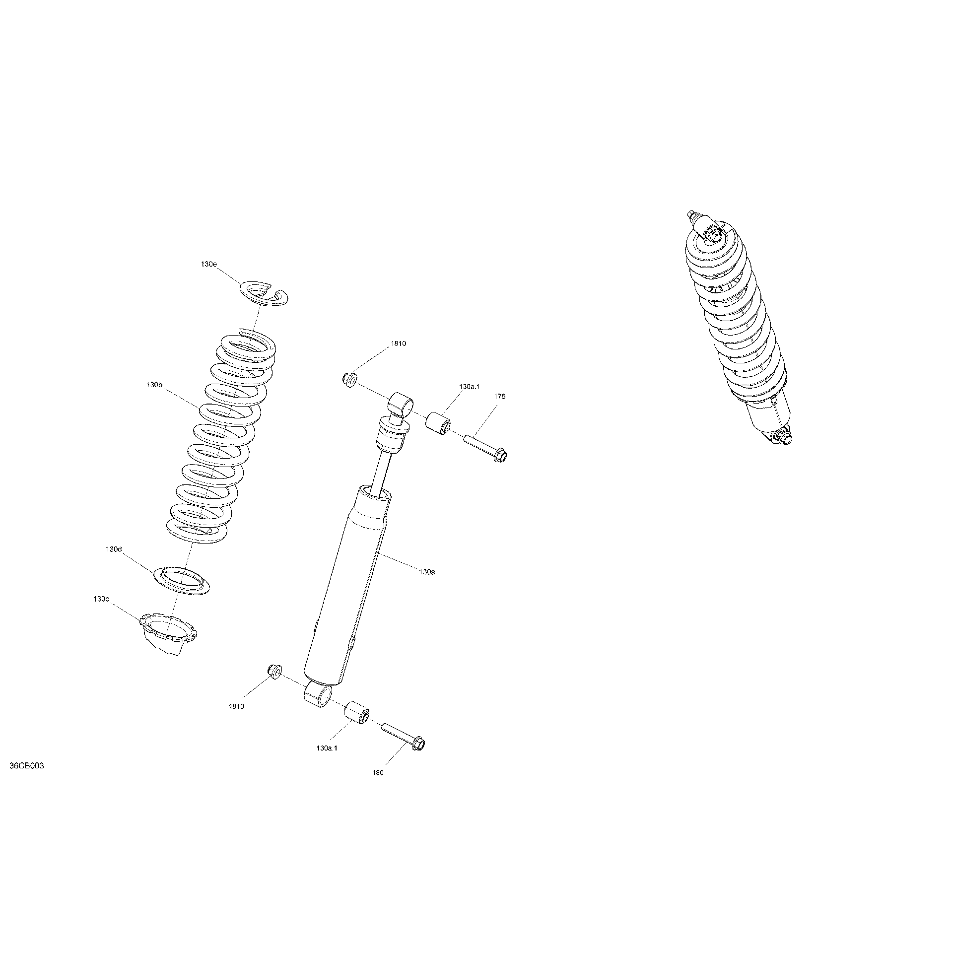 An Image of a Genuine Can-Am Parts Schematic Diagram showing the schematic - SUSPENSION - REAR SHOCKS