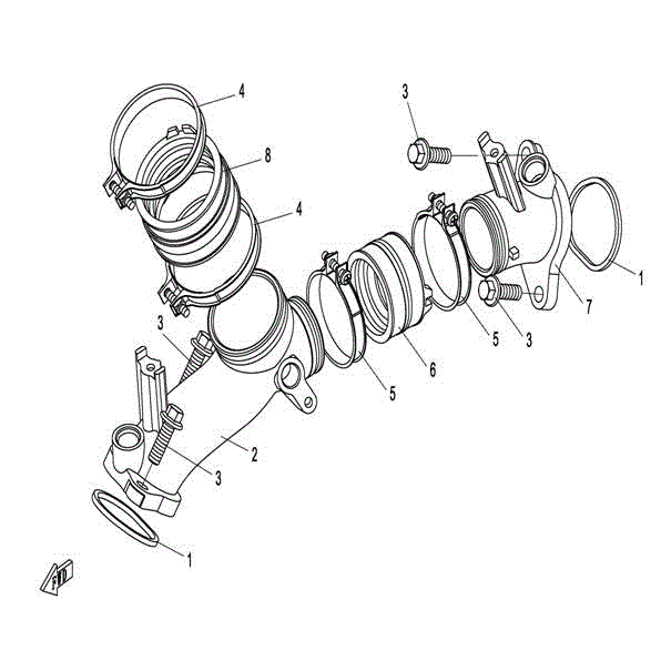 An Image of a genuine CFMOTO Parts Schematic Diagram showing the group - INTAKE MANIFOLD ASSY - 2015 CFMOTO CFORCE 800 X8