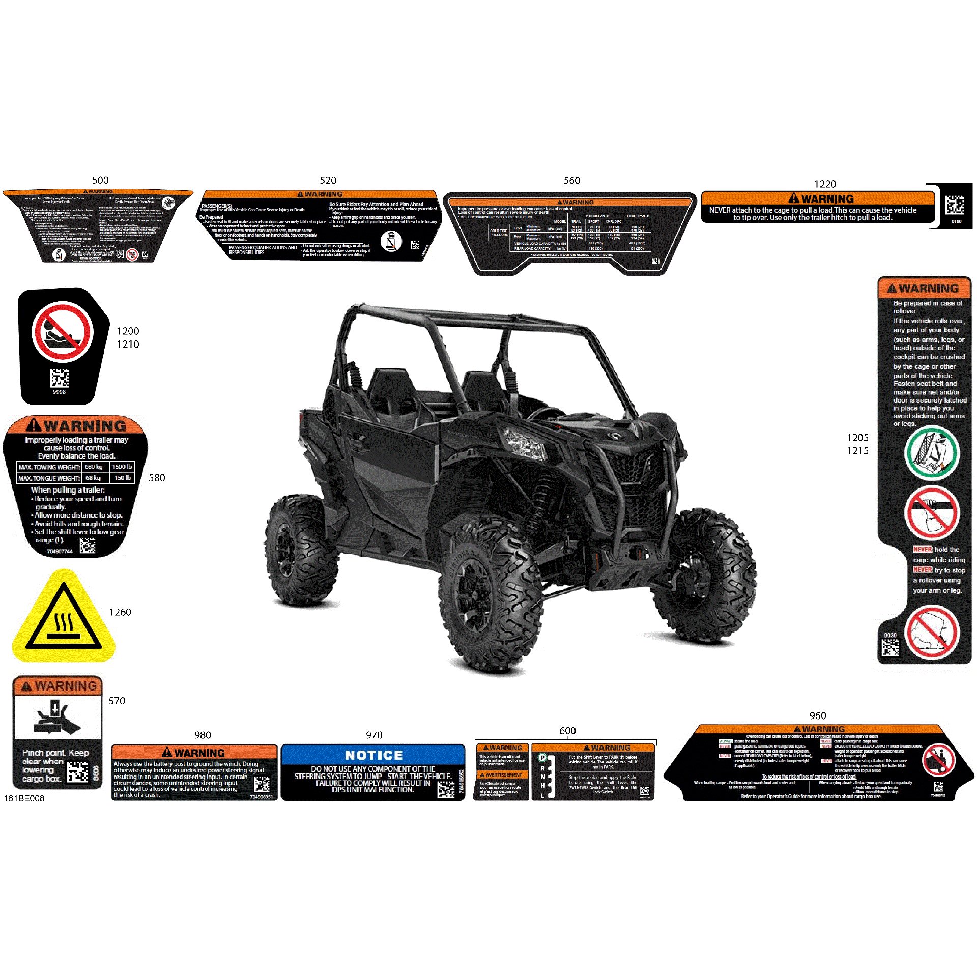An Image of a Genuine Can-Am Parts Schematic Diagram showing the schematic - BODY - WARNING DECALS