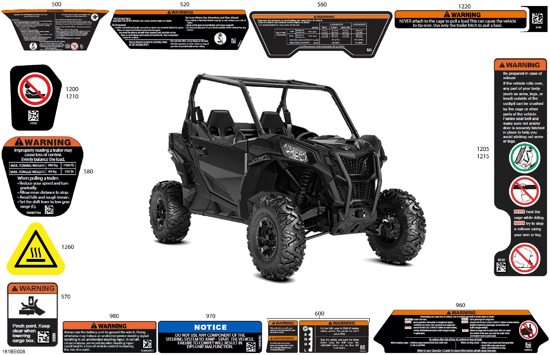 An Image of a Genuine Can-Am Parts Schematic Diagram showing the schematic - BODY - WARNING DECALS