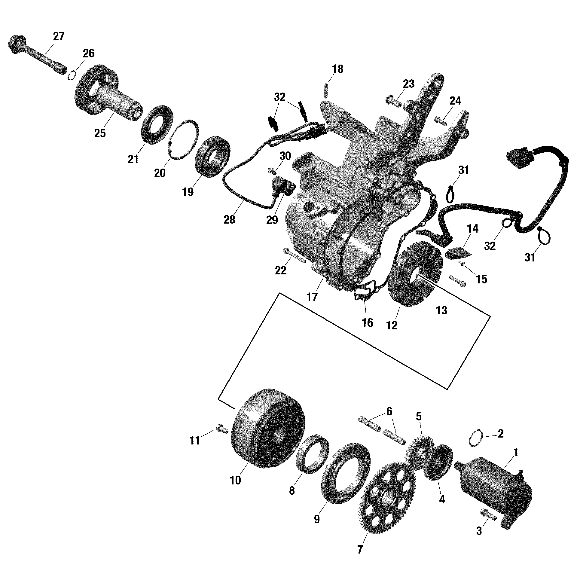 An Image of a Genuine Can-Am Parts Schematic Diagram showing the schematic - ELECTRIC - MAGNETO AND STARTER - 1010 TSS