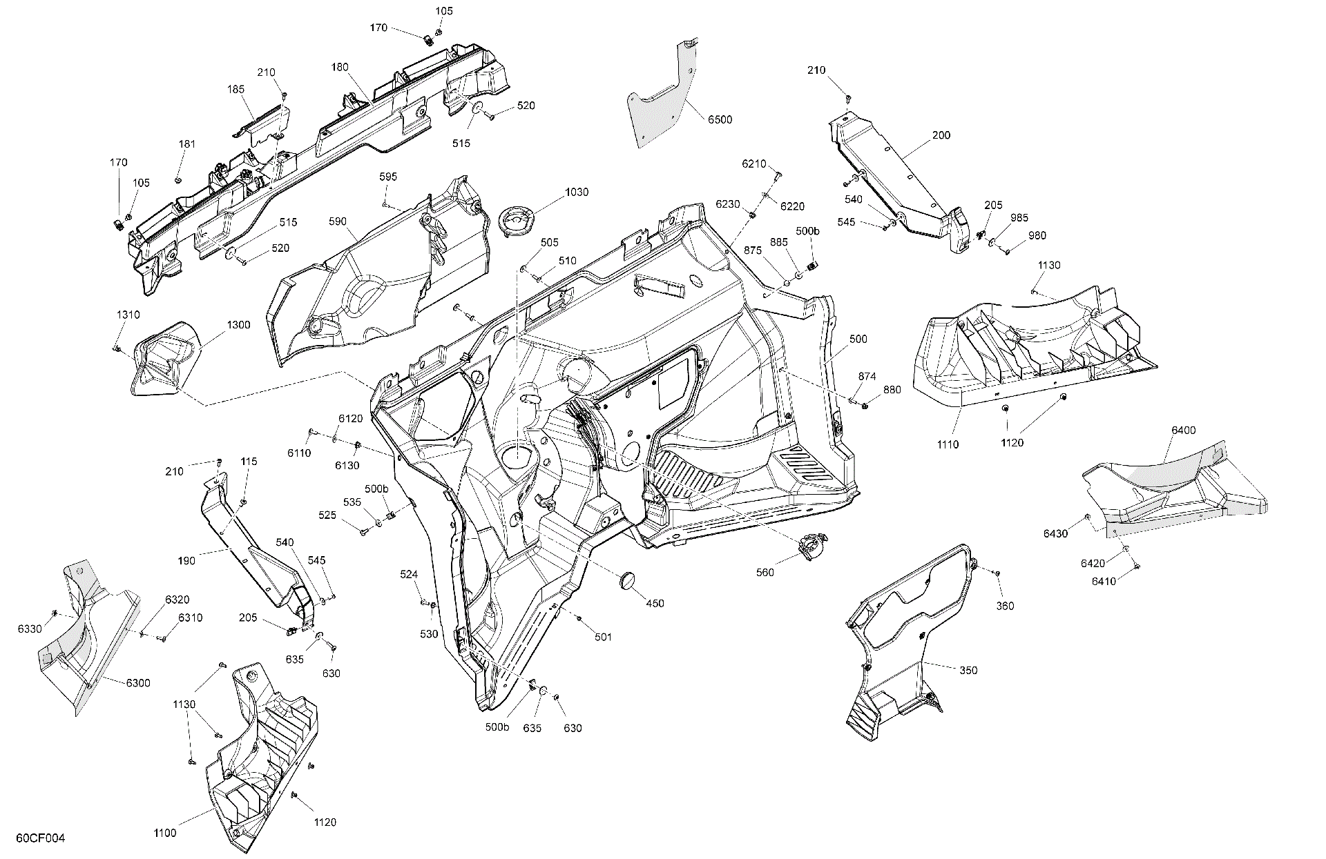 An Image of a Genuine Can-Am Parts Schematic Diagram showing the schematic - CAB INTERIOR - FIREWALL
