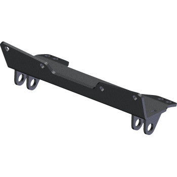 Black steel plow mount bracket with angled ends and multiple mounting holes for Bobcat UTVs.