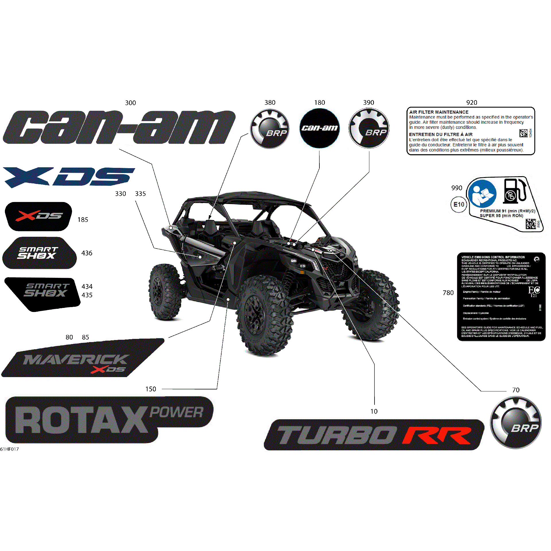 An Image of a Genuine Can-Am Parts Schematic Diagram showing the schematic - BODY - DECALS