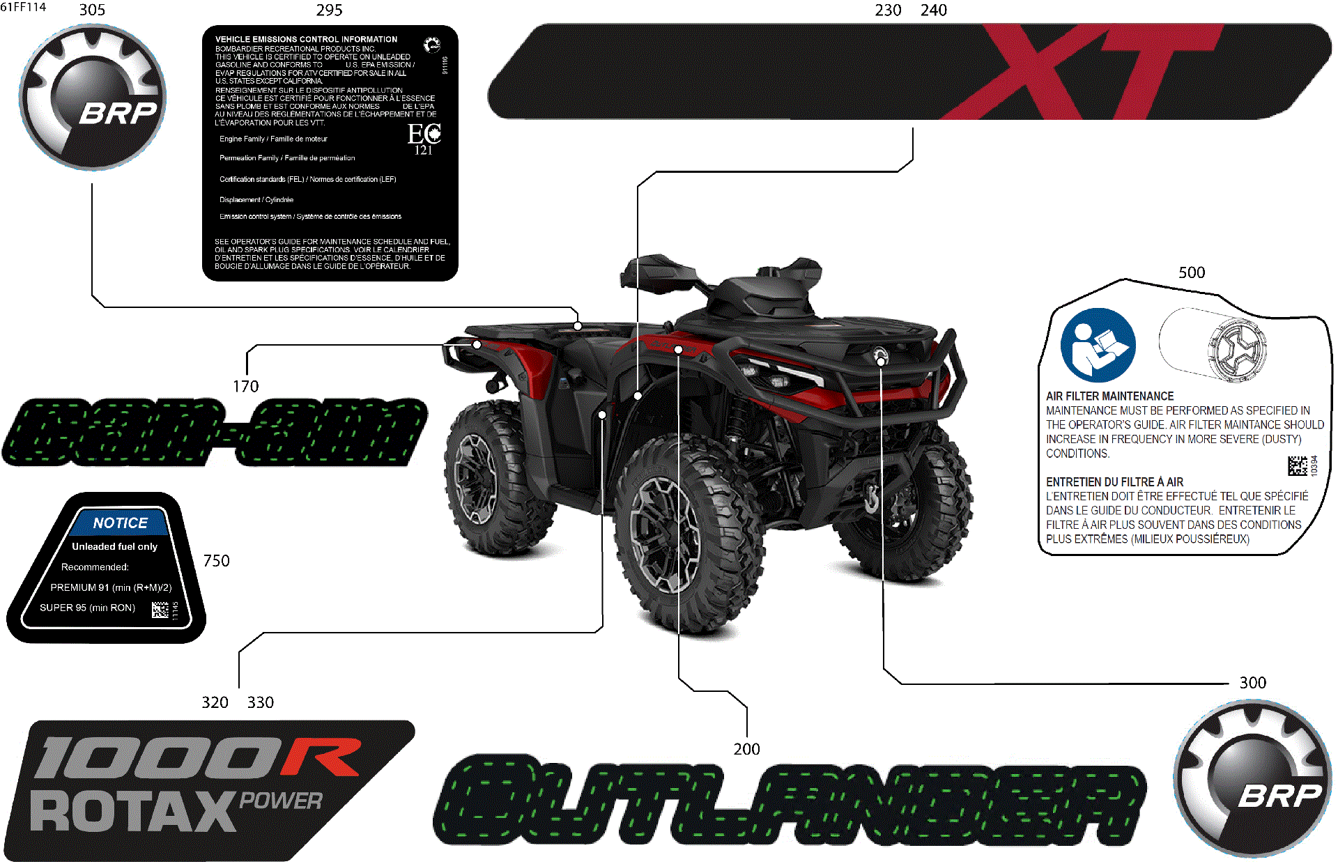 An Image of a Genuine Can-Am Parts Schematic Diagram showing the schematic - BODY - FEATURE DECALS