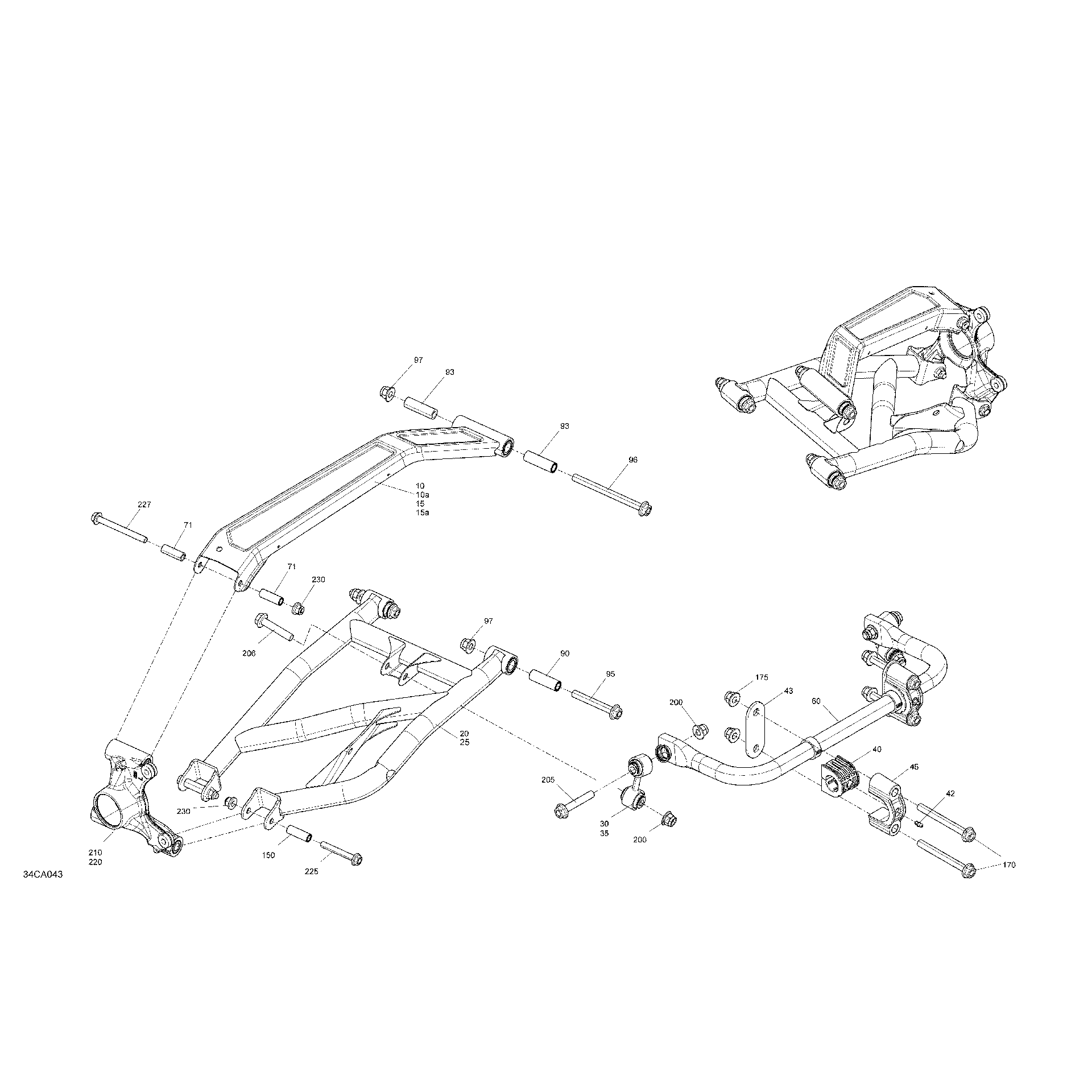 An Image of a Genuine Can-Am Parts Schematic Diagram showing the schematic - SUSPENSION - REAR - BUILT AFTER JANUARY 18TH 2021