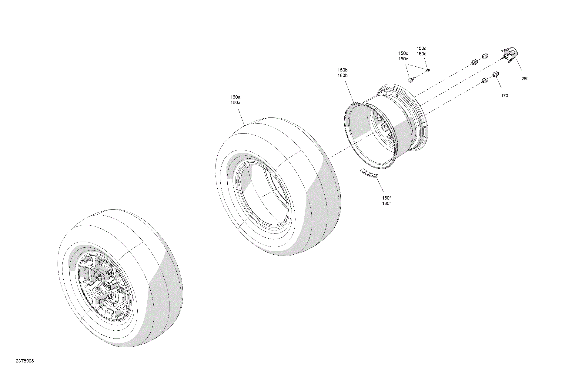 An Image of a Genuine Can-Am Parts Schematic Diagram showing the schematic - DRIVE - REAR WHEELS