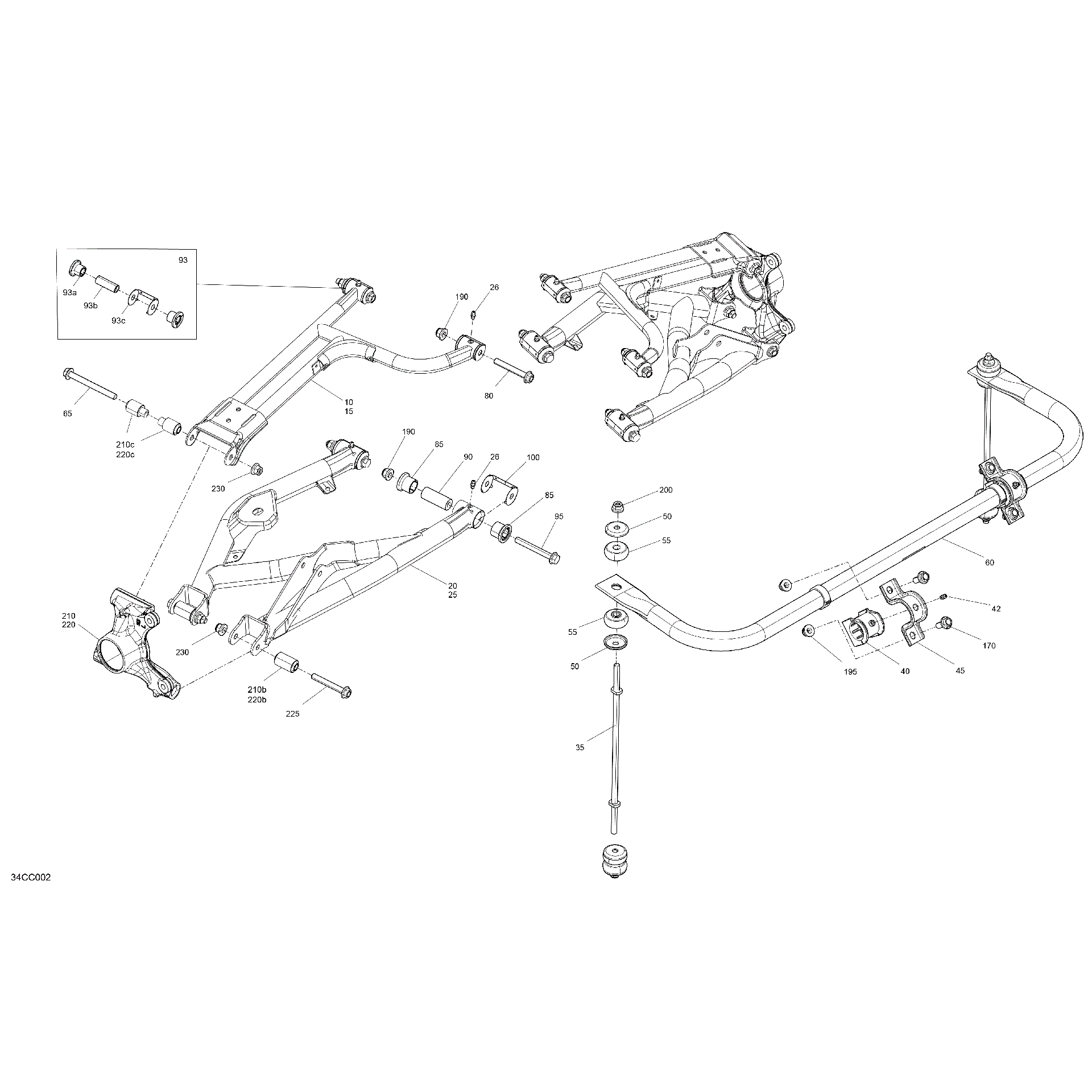 An Image of a Genuine Can-Am Parts Schematic Diagram showing the schematic - SUSPENSION - REAR COMPONENTS