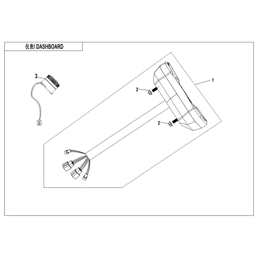 An Image of a genuine CFMOTO Parts Schematic Diagram showing the group - DASHBOARD - 2019 CFMOTO CFORCE 600