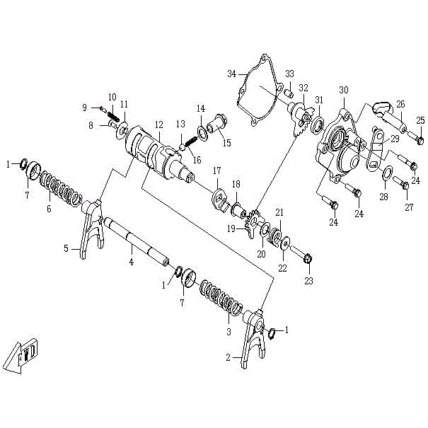 An Image of a genuine CFMOTO Parts Schematic Diagram showing the group - TRANSMISSION (3) - 2015 CFMOTO CFORCE 500 SWB