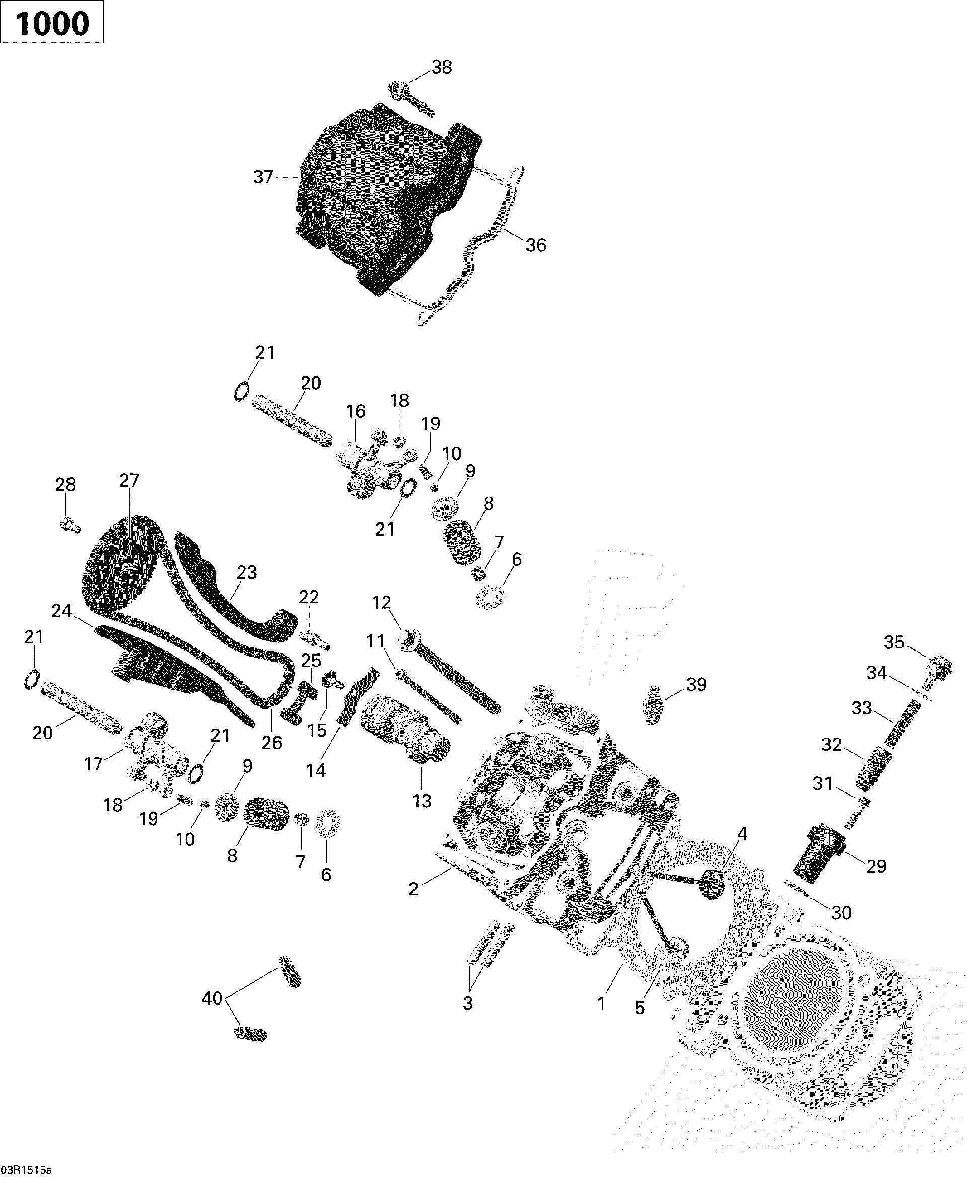 An Image of a Genuine Can-Am Parts Schematic Diagram showing the schematic - CYLINDER HEAD FRONT _03R1515A
