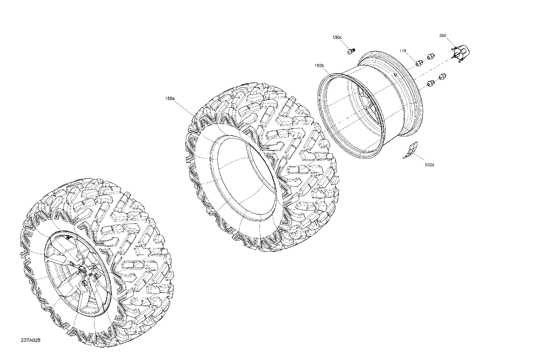 An Image of a Genuine Can-Am Parts Schematic Diagram showing the schematic - DRIVE - REAR WHEELS - LTD