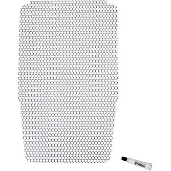 The Indian Outrider Radiator Guard - Black by Klock Werks is shown beside a small tube of E6000 adhesive on a white background, ideal for protecting your Indian Scout’s radiator.