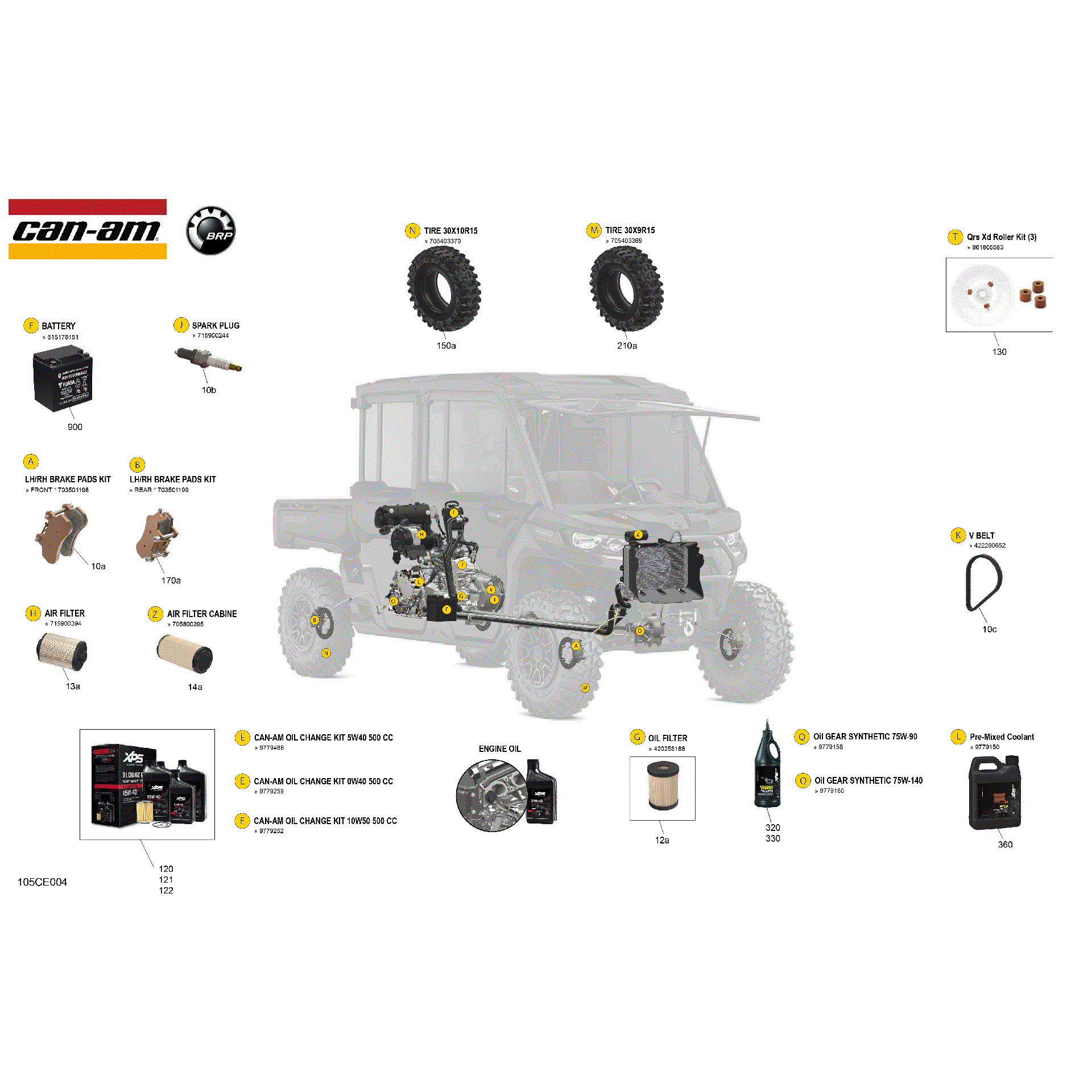 An Image of a Genuine Can-Am Parts Schematic Diagram showing the schematic - SERVICE - MAINTENANCE PARTS & FLUIDS