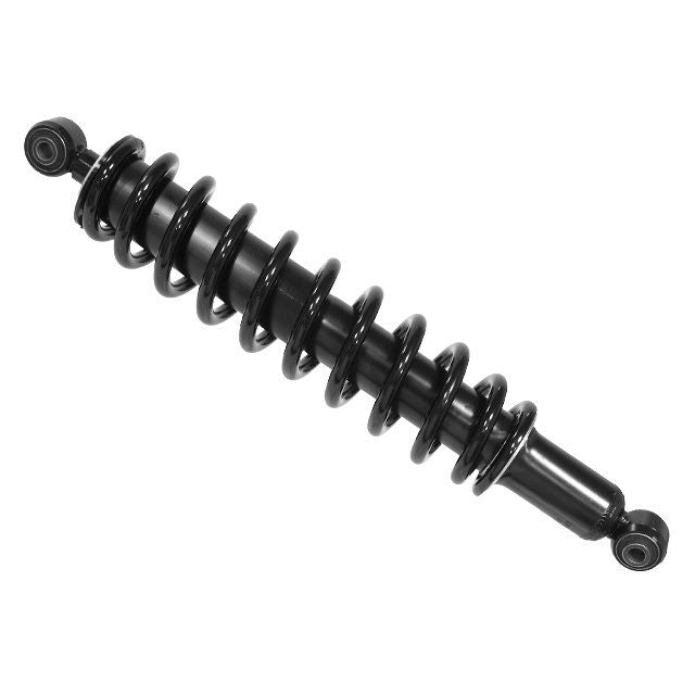 The Honda Pioneer Shock Assembly by Bronco, a black metal shock absorber with coil spring for UTV/ATV use, is photographed on a white background. Available at Witchdoctors.com.