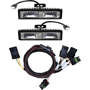 The Reverse Light Flood by Straightline Performance includes two super-bright rectangular LED lights with mounting brackets and wiring harnesses—perfect for illuminating your night projects.