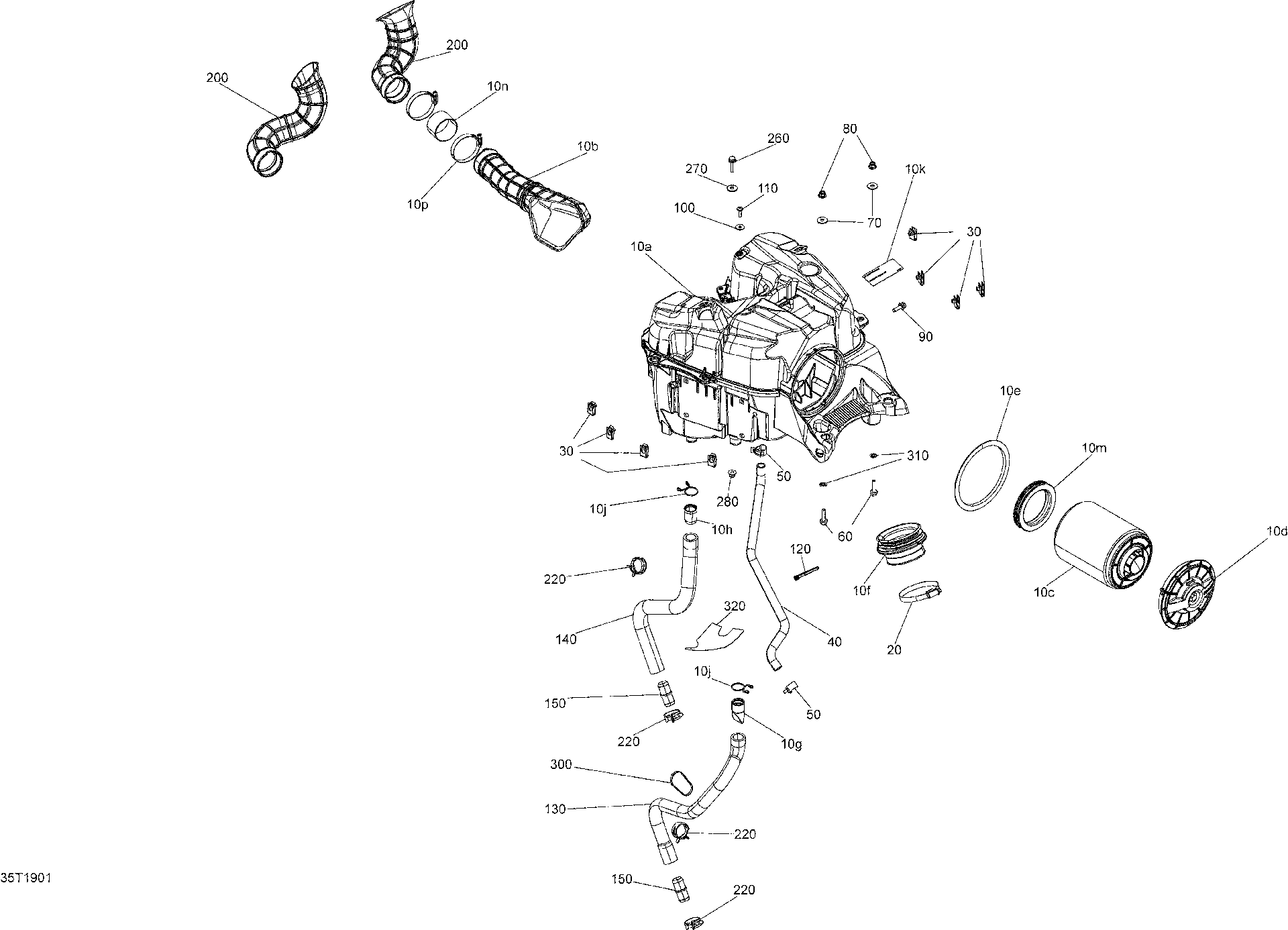 An Image of a Genuine Can-Am Parts Schematic Diagram showing the schematic - AIR INTAKE - X MR