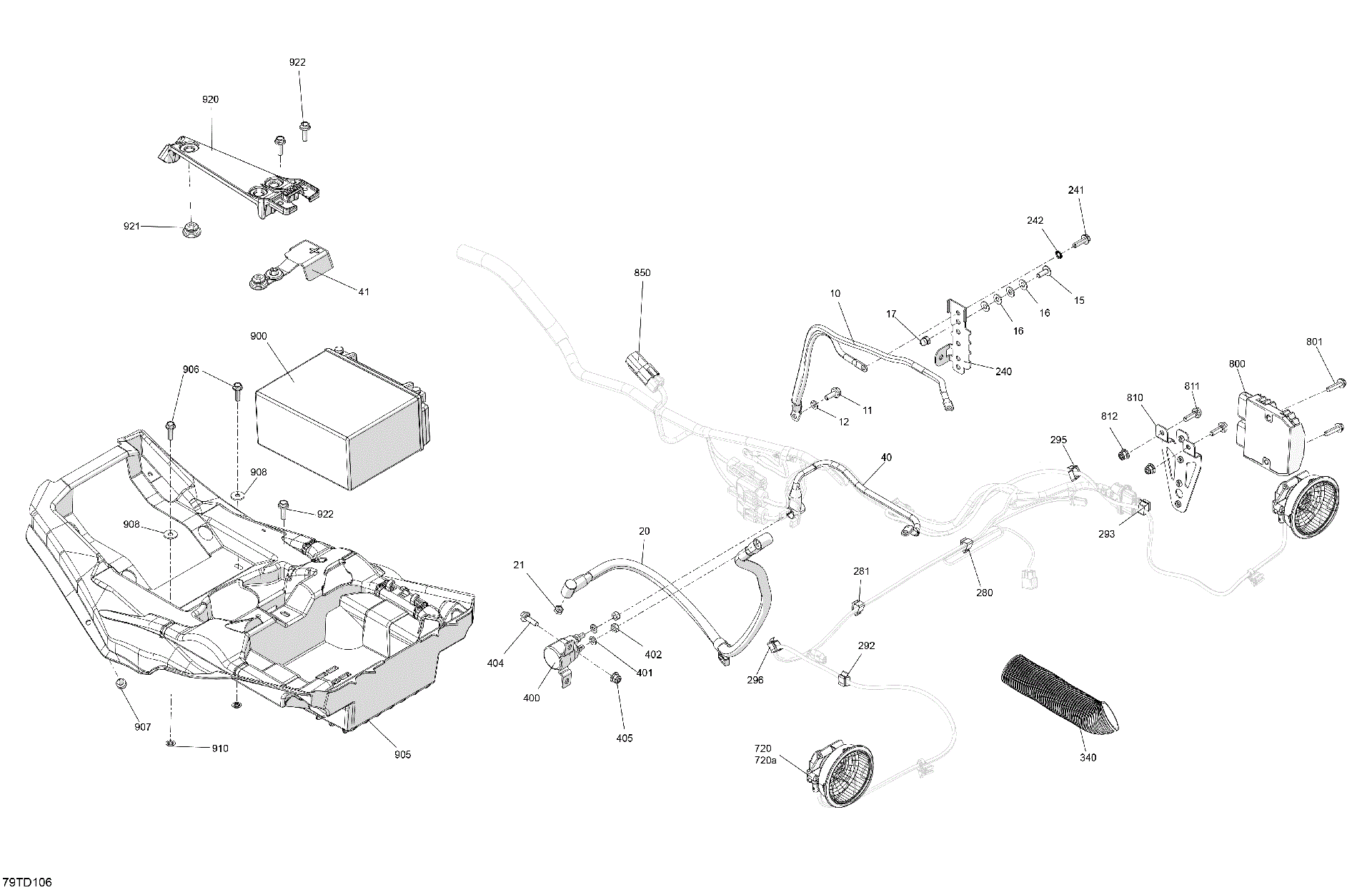 An Image of a Genuine Can-Am Parts Schematic Diagram showing the schematic - ELECTRIC - REAR SECTION