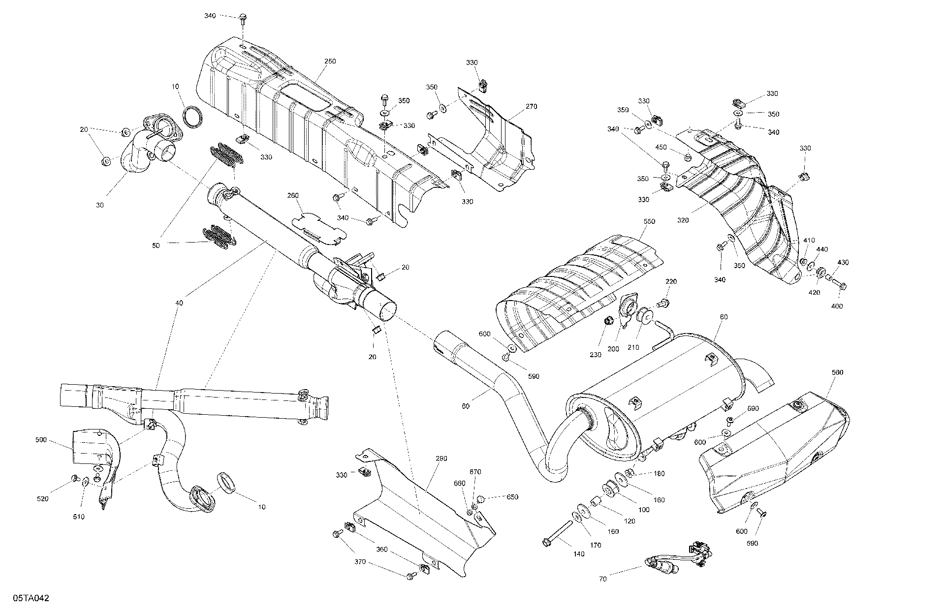 An Image of a Genuine Can-Am Parts Schematic Diagram showing the schematic - ENGINE - EXHAUST
