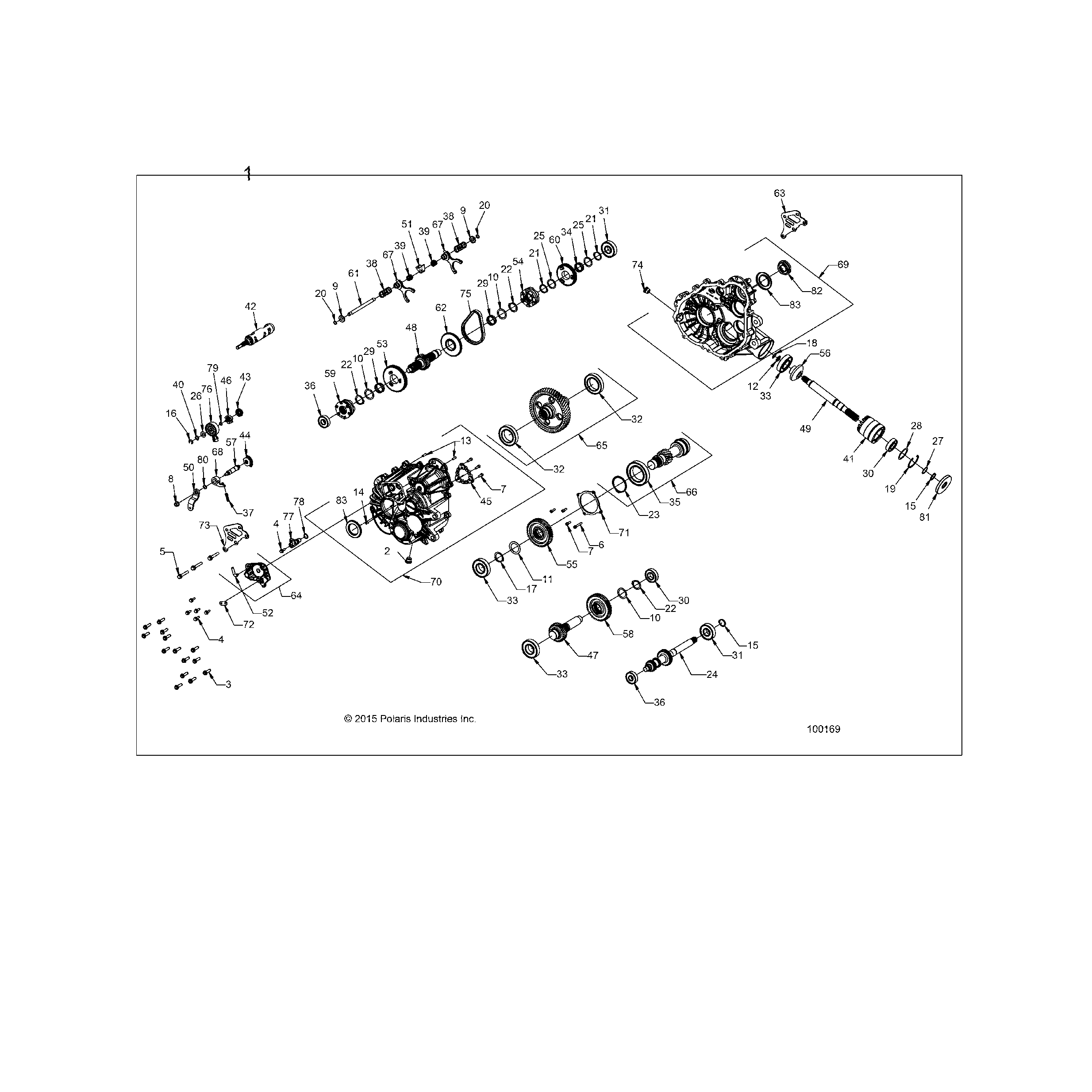 An Image of a Genuine Polaris Parts Schematic Diagram showing the schematic - DRIVE TRAIN: MAIN GEARCASE - 2016 POLARIS ACE 325 EFI