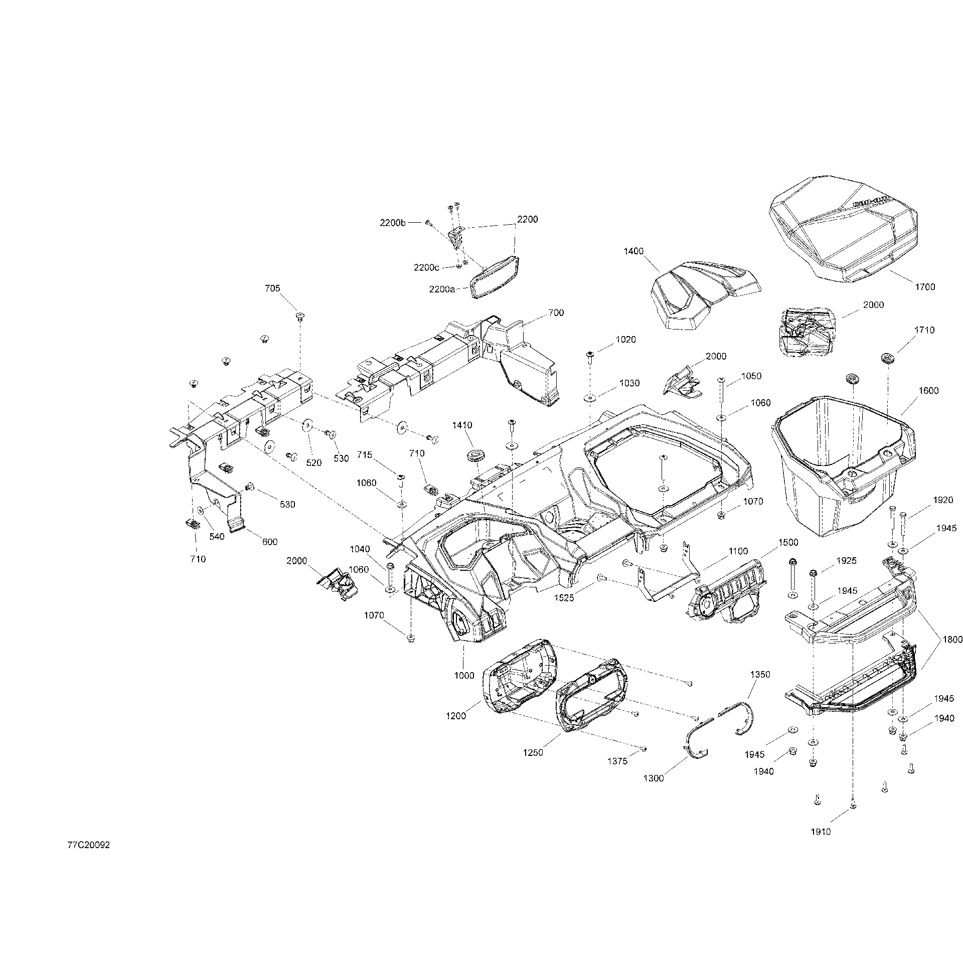 An Image of a Genuine Can-Am Parts Schematic Diagram showing the schematic - CAB INTERIOR - DASHBOARD