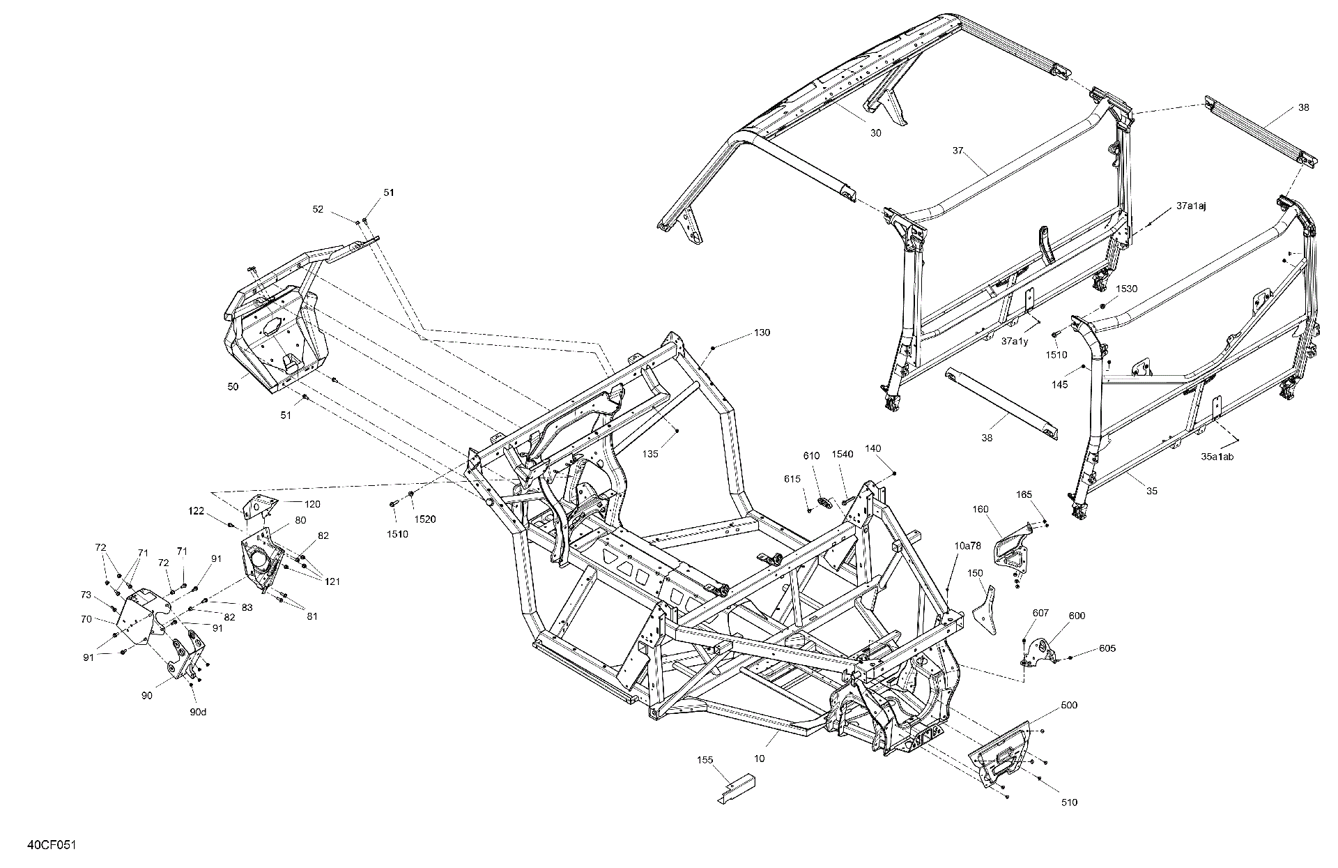 An Image of a Genuine Can-Am Parts Schematic Diagram showing the schematic - FRAME - SYSTEM