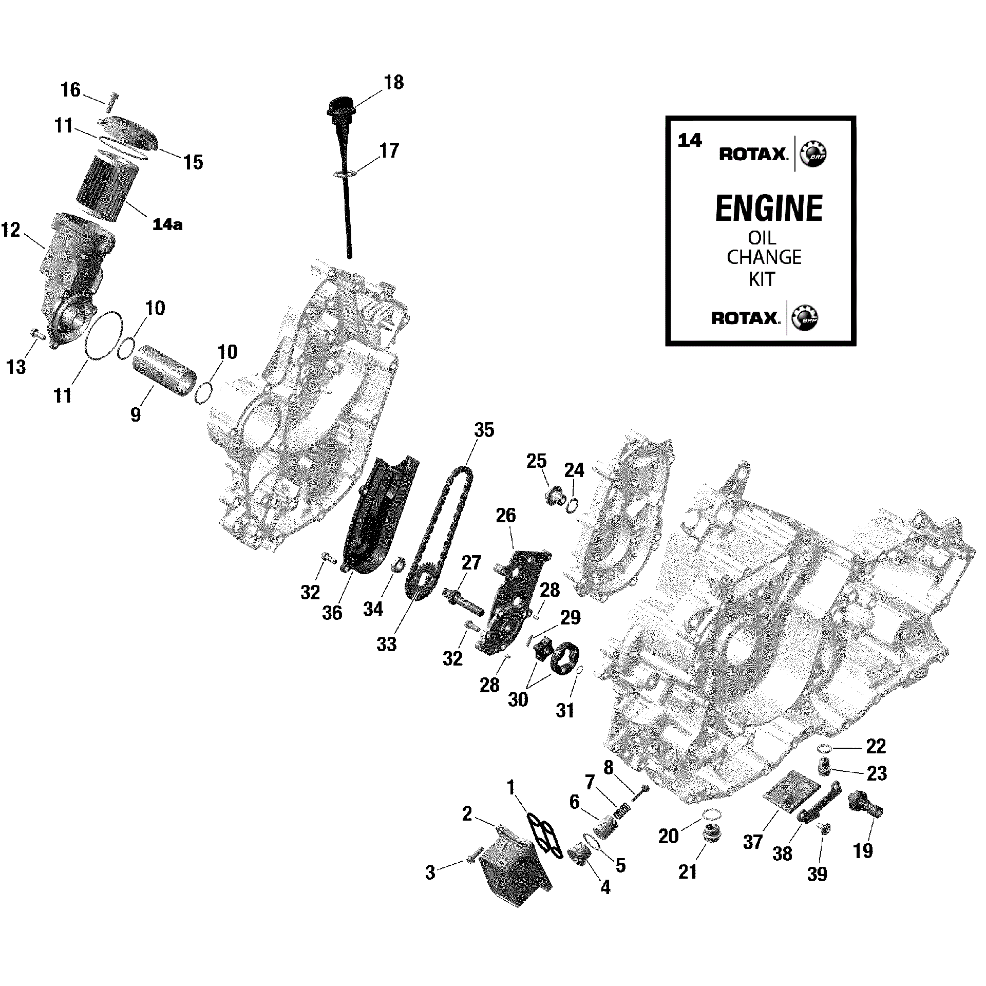 An Image of a Genuine Can-Am Parts Schematic Diagram showing the schematic - ROTAX - ENGINE LUBRICATION