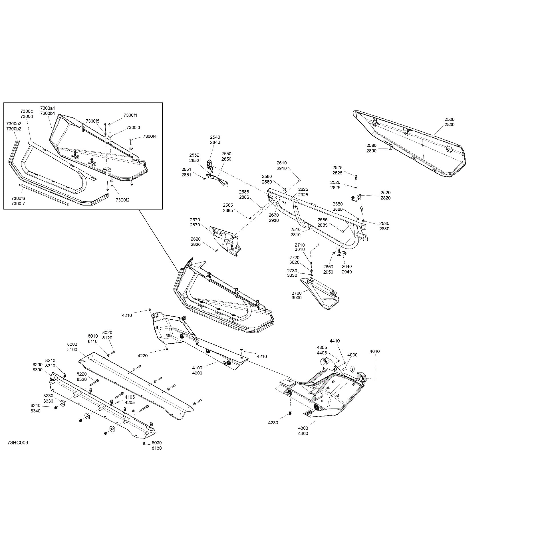 An Image of a Genuine Can-Am Parts Schematic Diagram showing the schematic - BODY - DOORS
