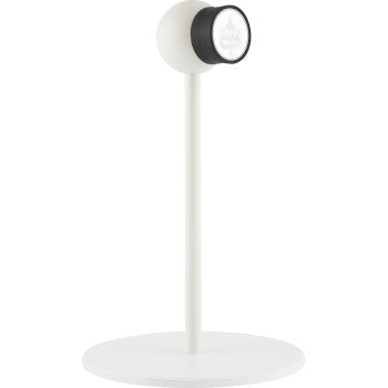 The Stand iOmounts™ White by Klock Werks is a modern, minimalistic iPad stand with a round base and vertical pole—an ergonomic desktop accessory perfect for contemporary workspaces.
