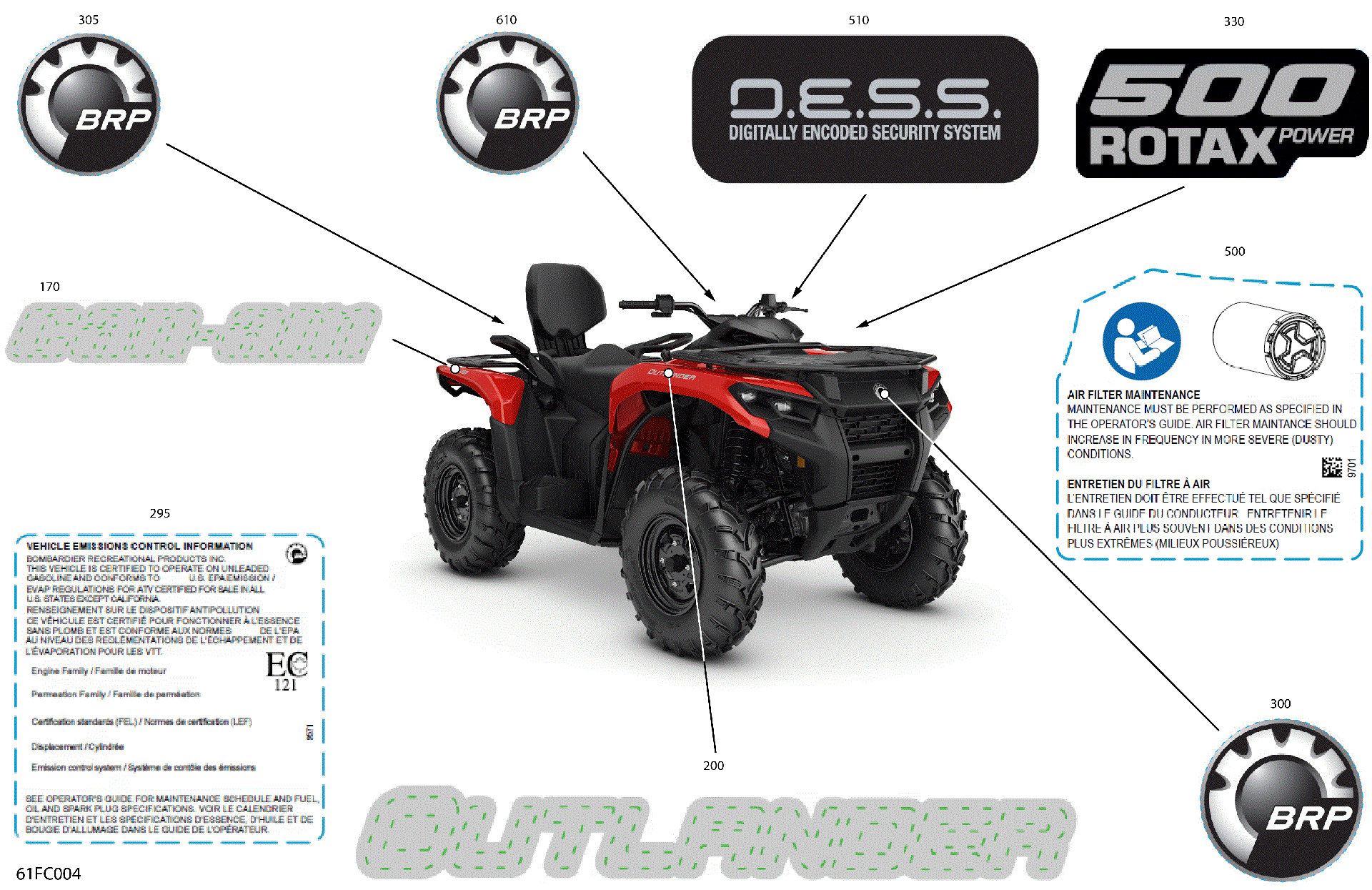 An Image of a Genuine Can-Am Parts Schematic Diagram showing the schematic - BODY - FEATURE DECALS