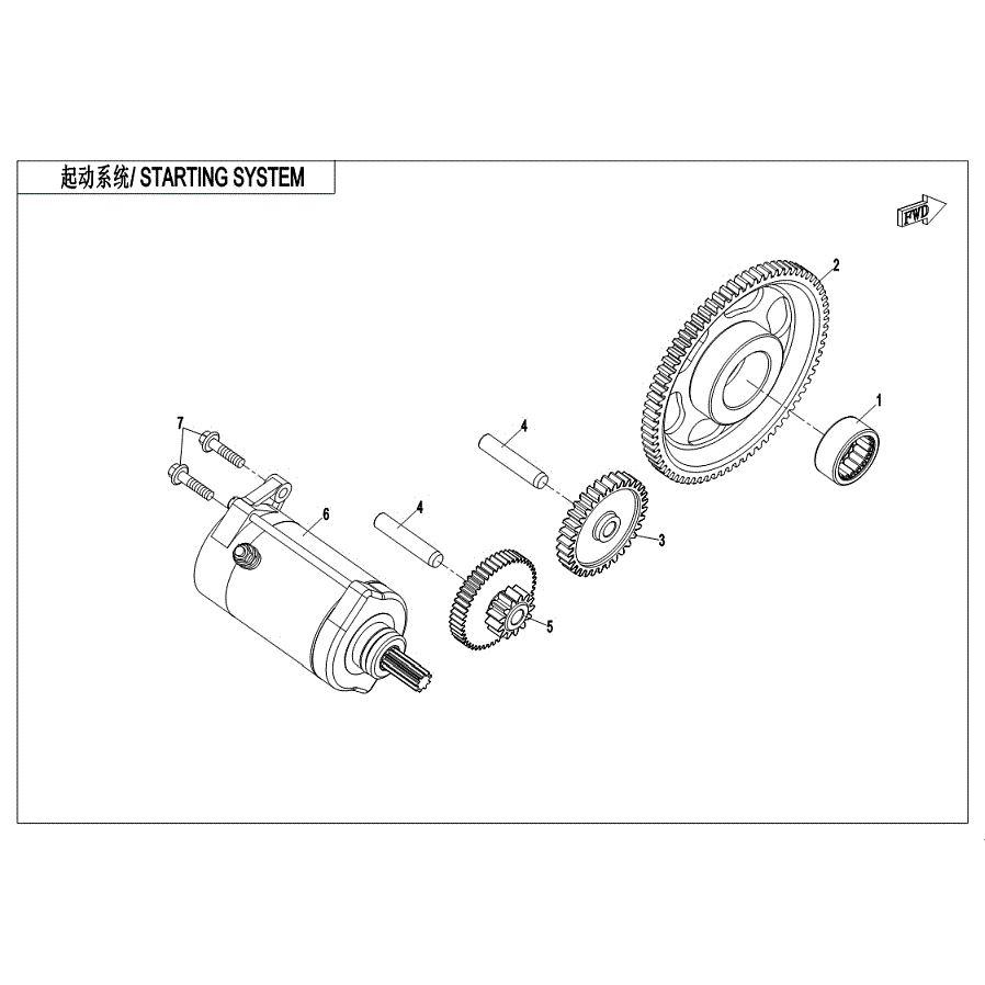 An Image of a Genuine CFMOTO Parts Schematic Diagram showing the schematic - STARTING SYSTEM - 2019 CFMOTO ZFORCE 800 Trail