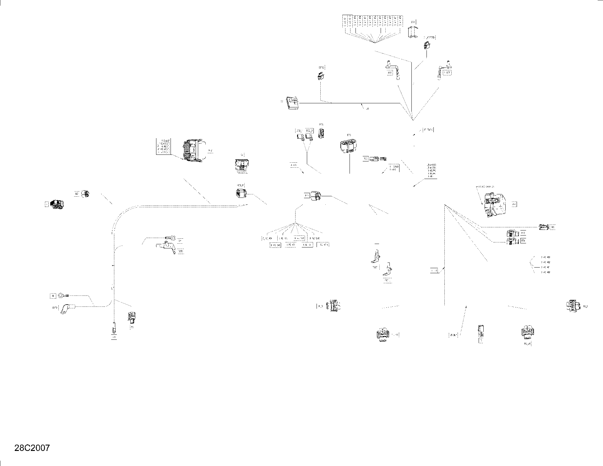 An Image of a Genuine Can-Am Parts Schematic Diagram showing the schematic - MAIN HARNESS - 710006376