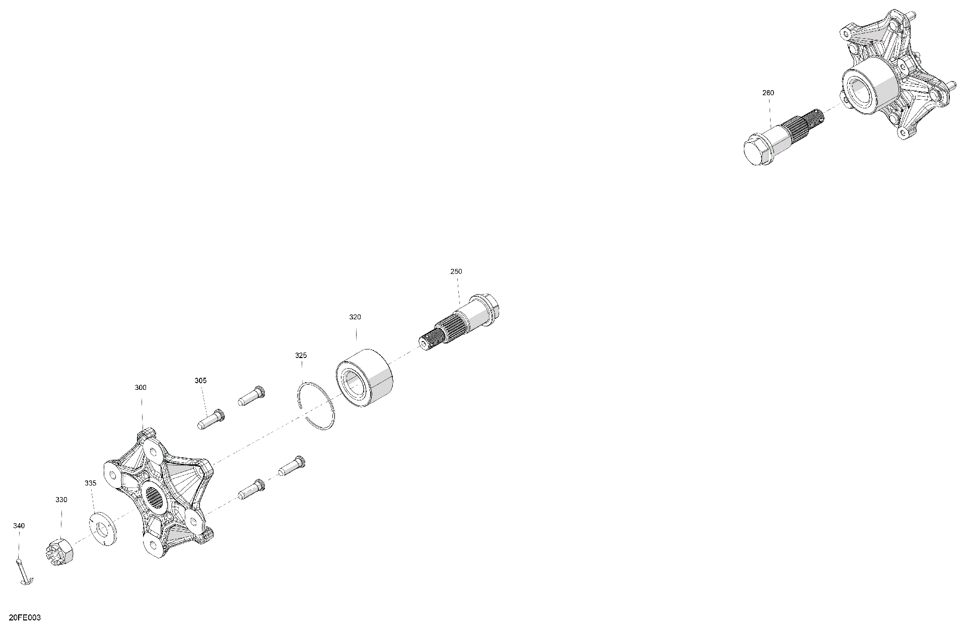 An Image of a Genuine Can-Am Parts Schematic Diagram showing the schematic - DRIVE - FRONT - COMMON PARTS