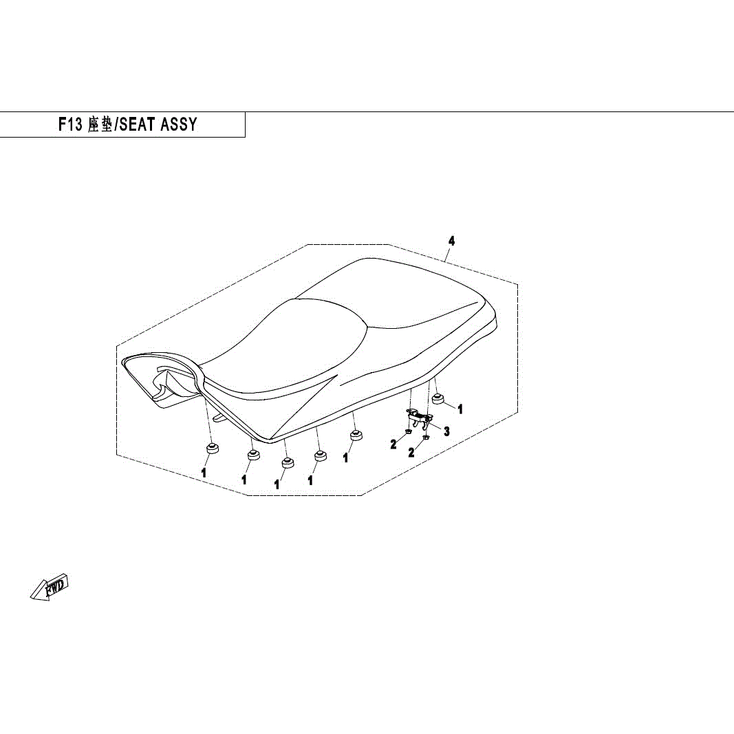 An Image of a genuine CFMOTO Parts Schematic Diagram showing the group - SEAT ASSEMBLY - 2017 CFMOTO CFORCE 500 HO