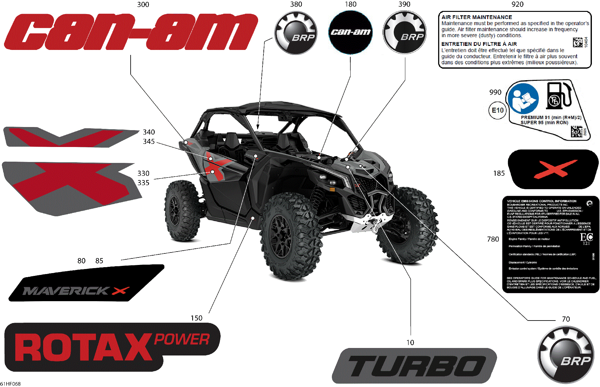 An Image of a Genuine Can-Am Parts Schematic Diagram showing the schematic - BODY - DECALS
