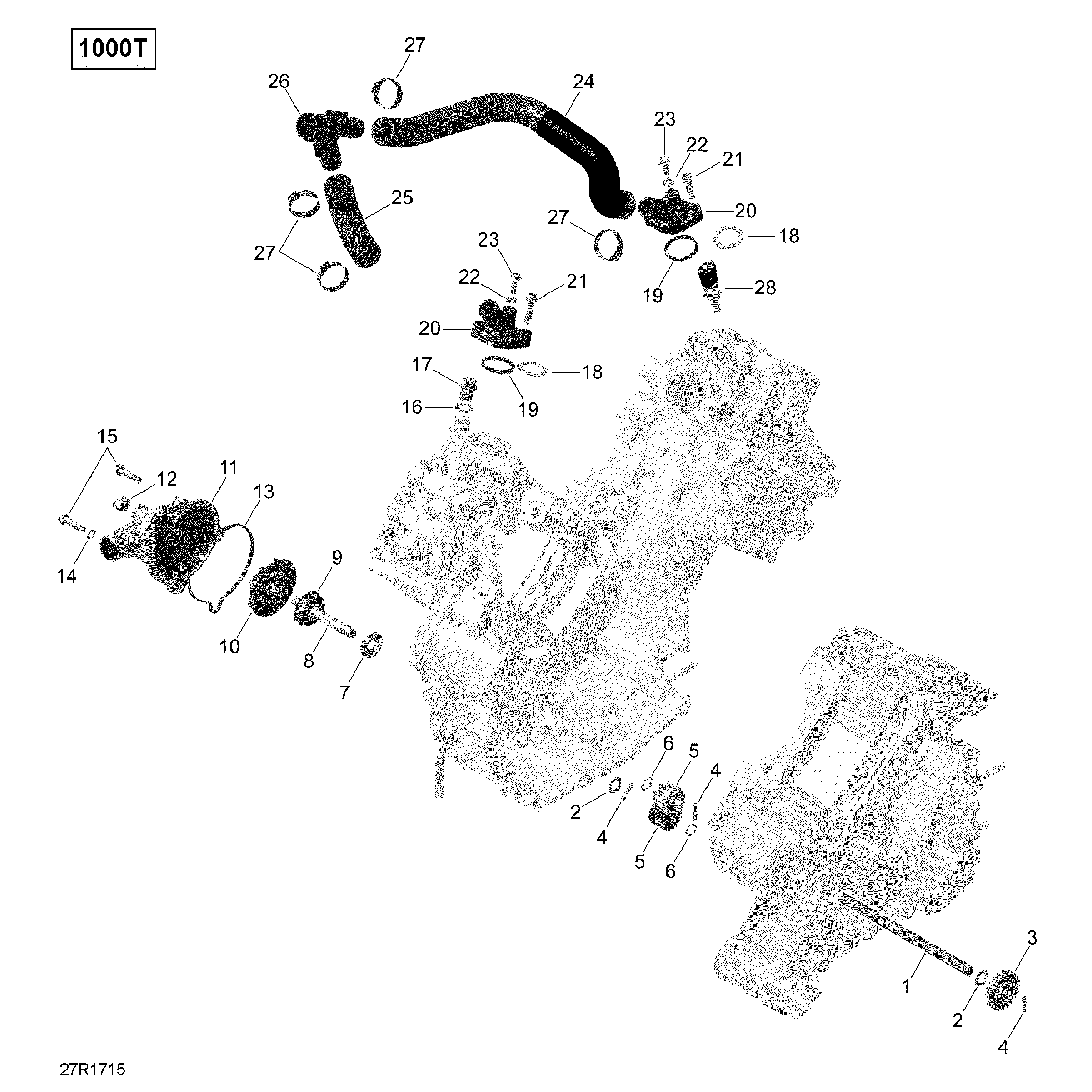 An Image of a Genuine Can-Am Parts Schematic Diagram showing the schematic - ENGINE COOLING - TURBO