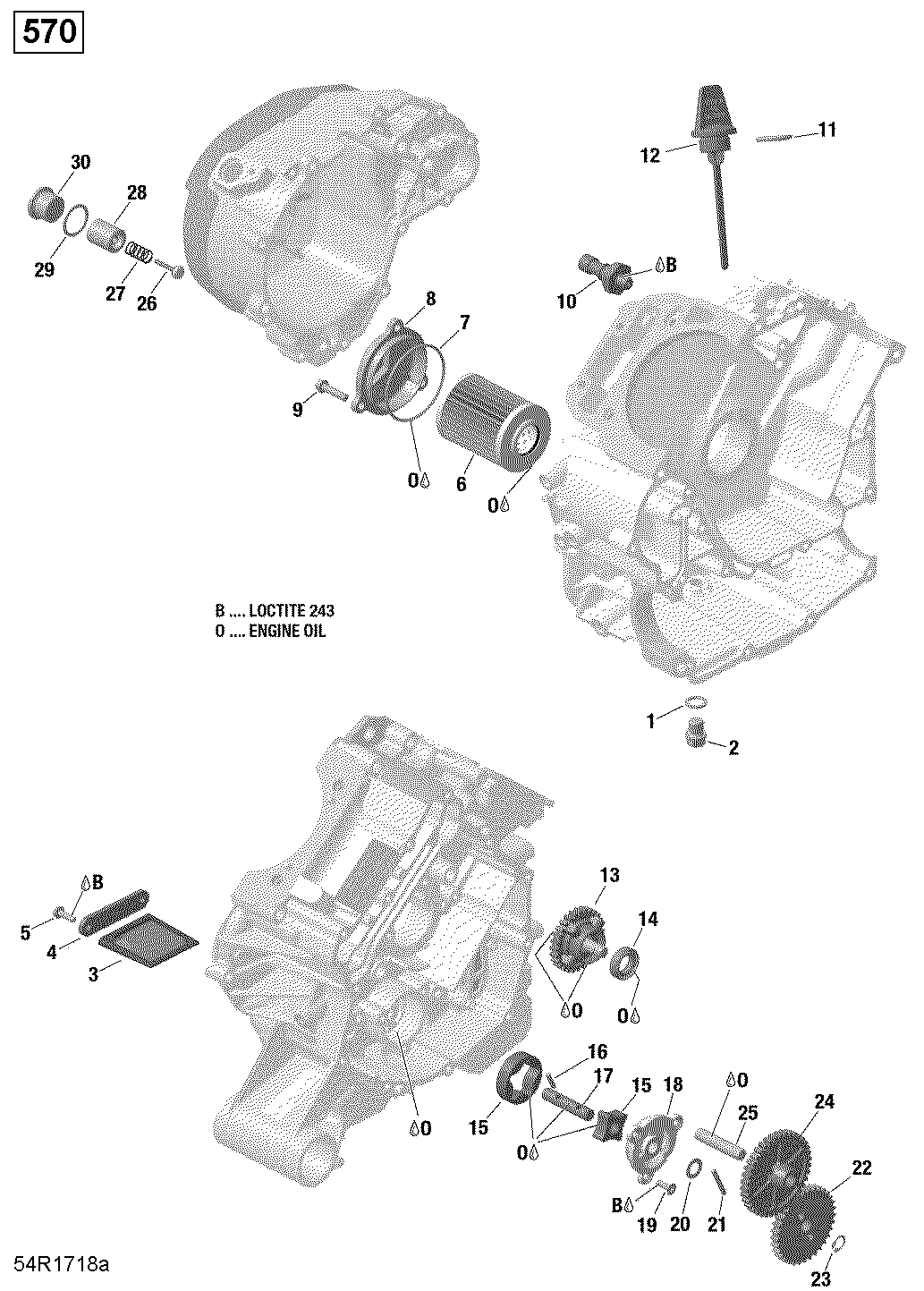 An Image of a Genuine Can-Am Parts Schematic Diagram showing the schematic - ENGINE LUBRICATION - 570 EFI