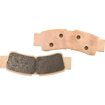 All Balls Sintered Brake Pads feature a dark friction surface and a flat backing with four holes. With their rectangular, slightly curved design, these pads deliver superior stopping power and durability.