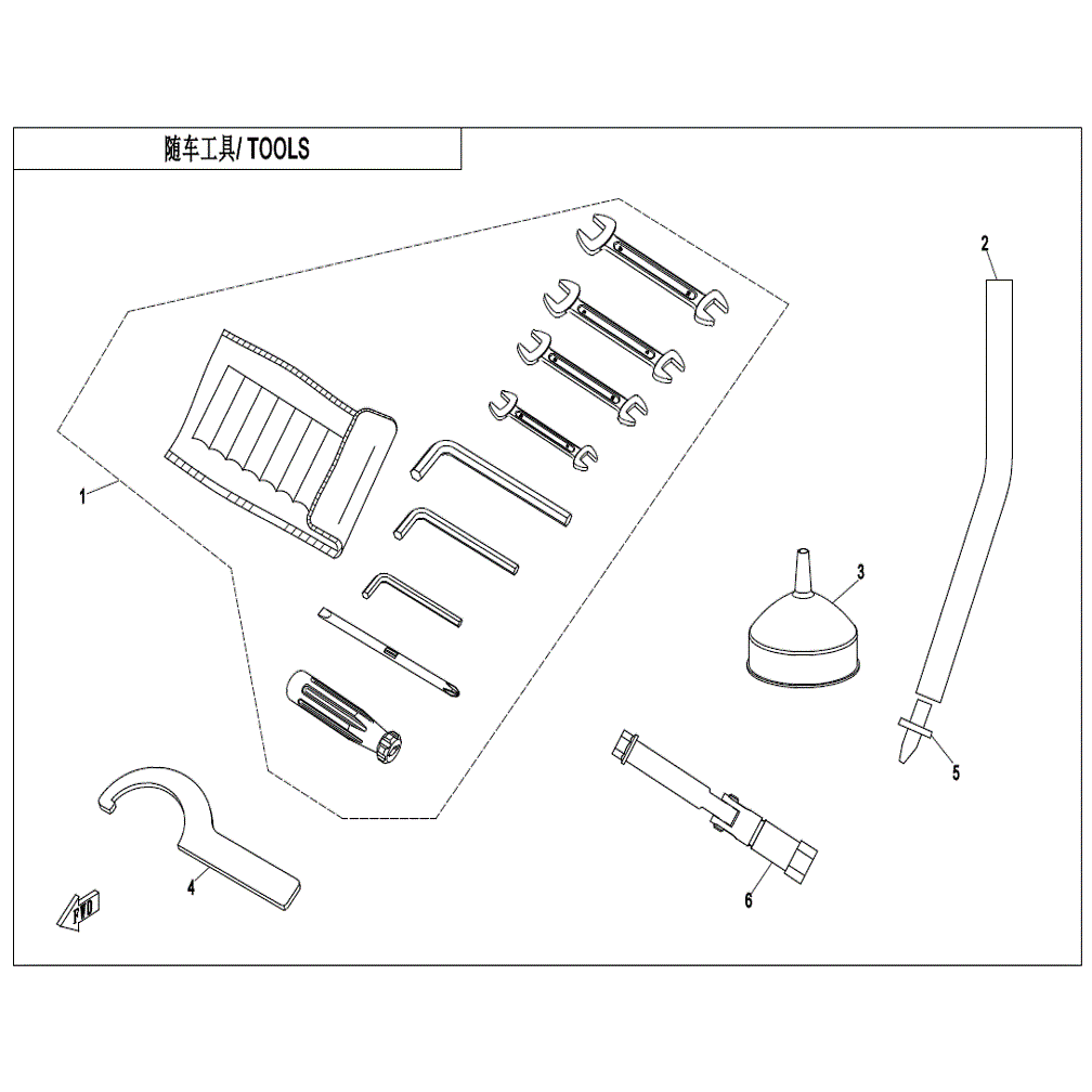 An Image of a Genuine CFMOTO Parts Schematic Diagram showing the schematic - TOOLS - 2021 CFMOTO UFORCE 600