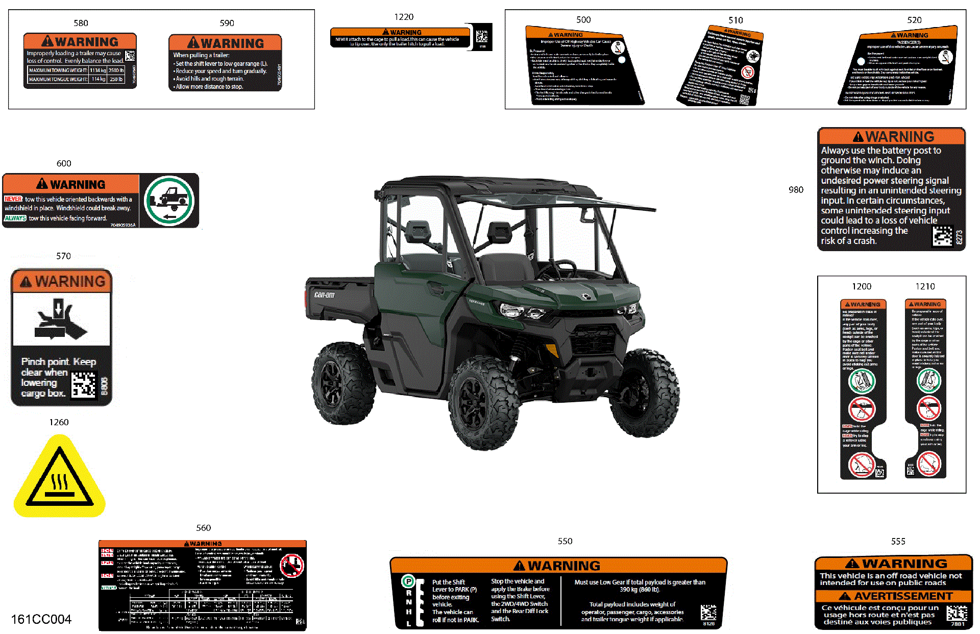 An Image of a Genuine Can-Am Parts Schematic Diagram showing the schematic - BODY - WARNING DECALS