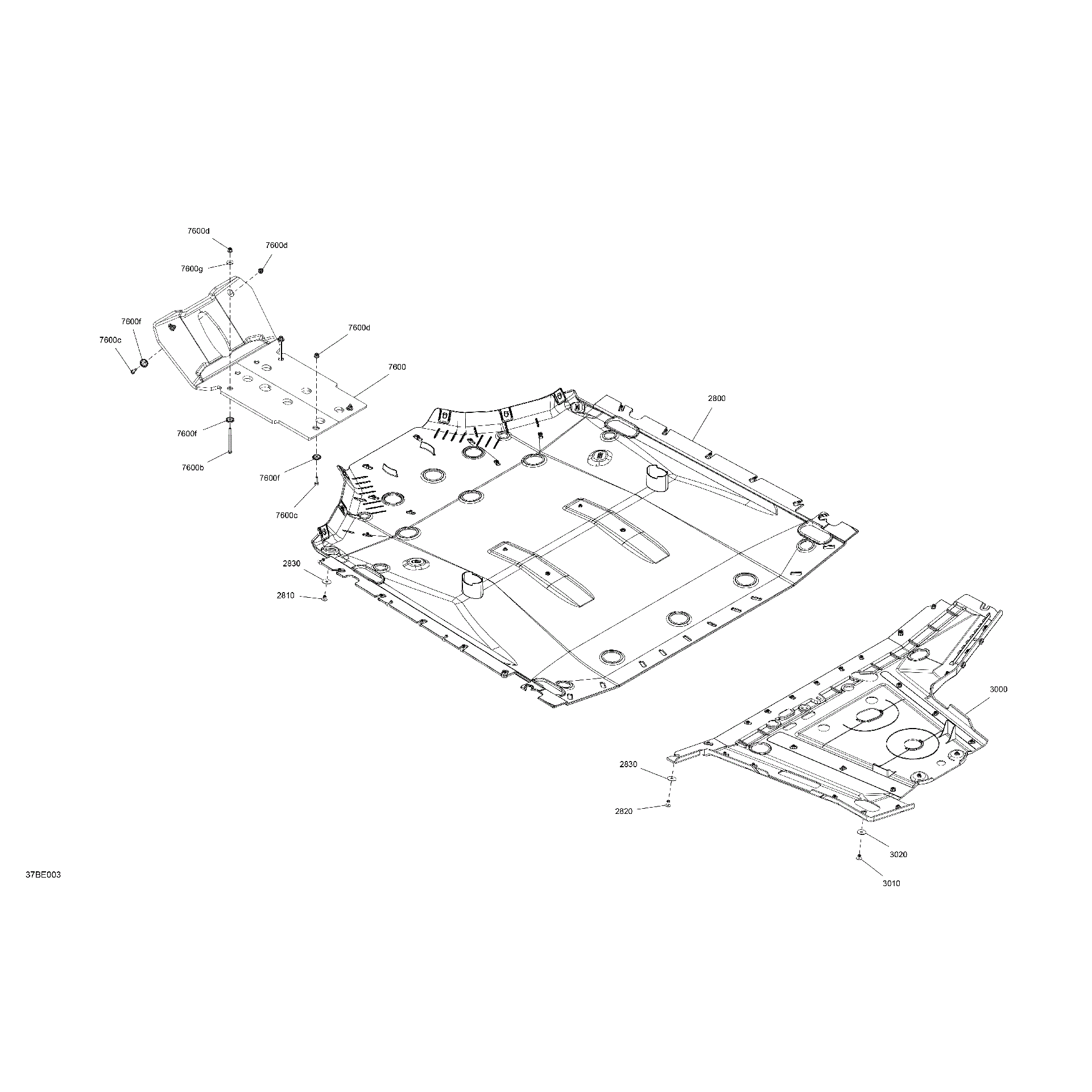 An Image of a Genuine Can-Am Parts Schematic Diagram showing the schematic - BODY - SKID PLATE