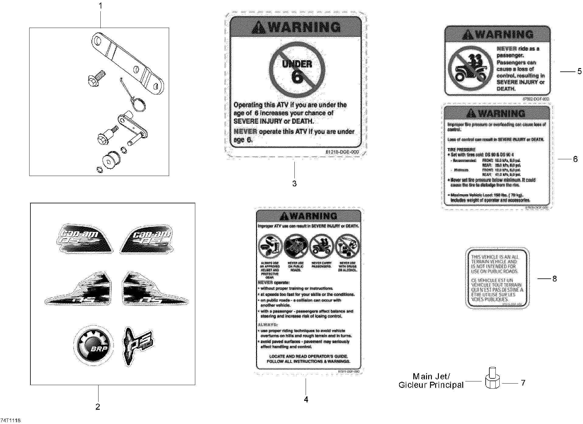 An Image of a Genuine Can-Am Parts Schematic Diagram showing the schematic - ACCESSORIES AND DECALS