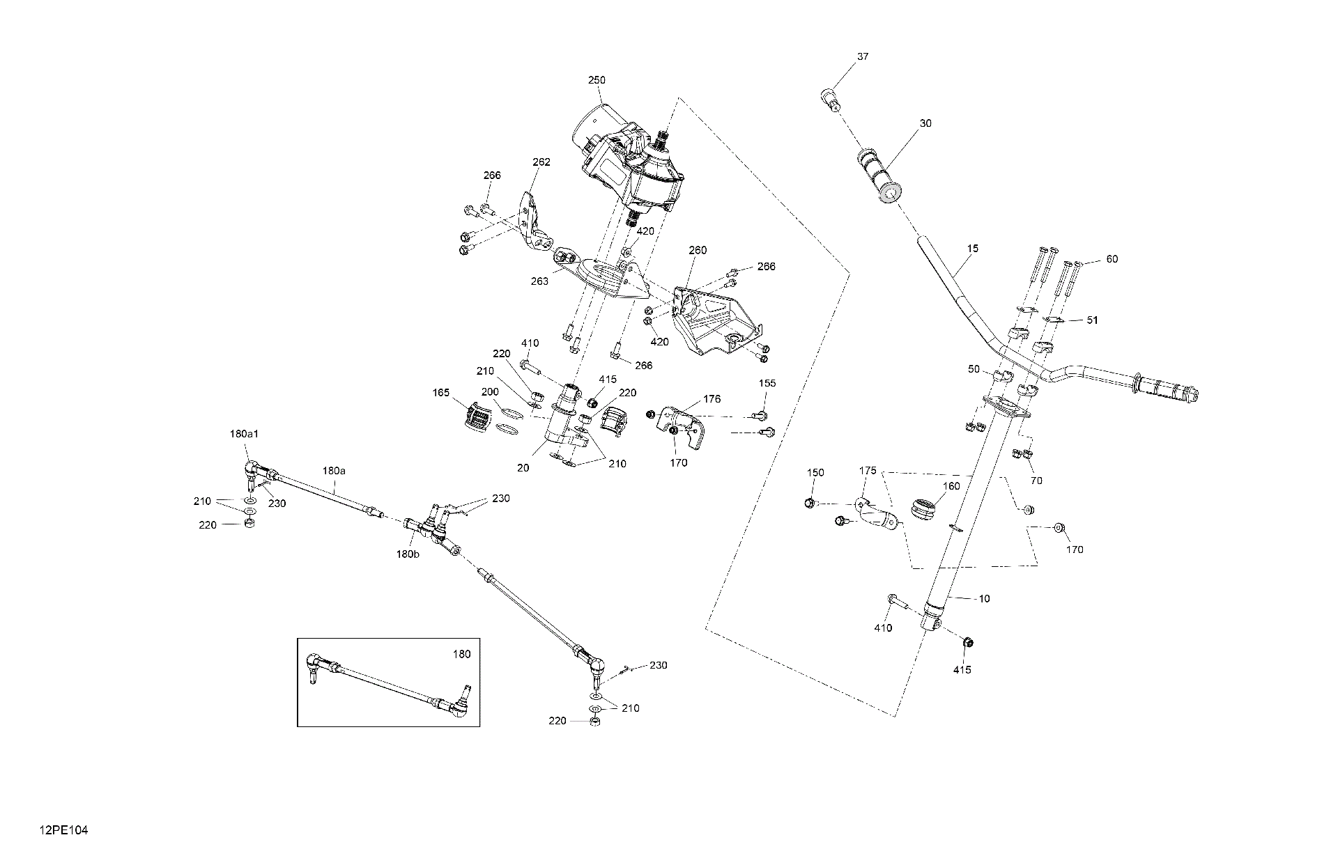 An Image of a Genuine Can-Am Parts Schematic Diagram showing the schematic - MECHANIC - STEERING