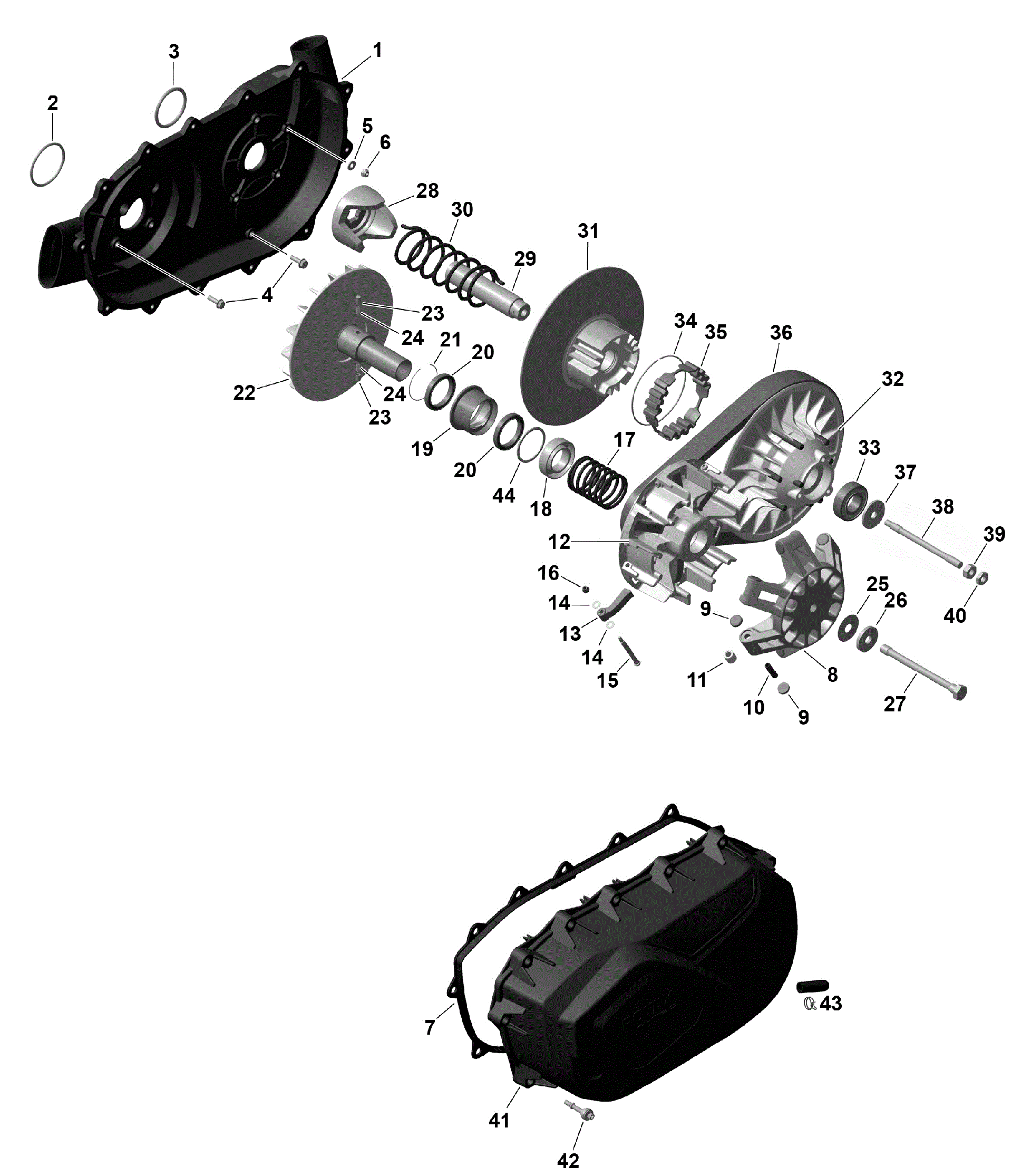 An Image of a Genuine Can-Am Parts Schematic Diagram showing the schematic - ROTAX - CVT