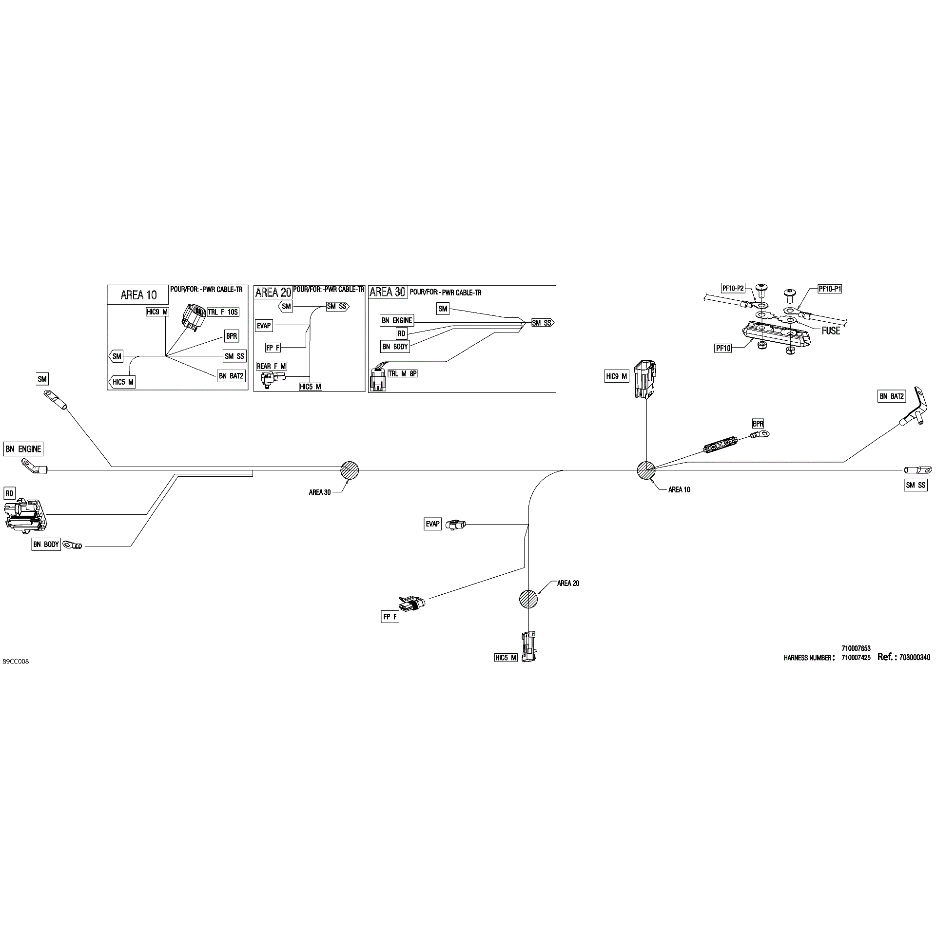 An Image of a Genuine Can-Am Parts Schematic Diagram showing the schematic - ELECTRIC - WIRING VOLTAGE REGULATOR - 710007425