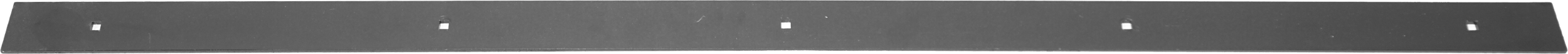 The Provantage II 54 Steel Wear Bar by Warn is a long, flat, dark rectangular strip with five evenly spaced vertical white marks along its length.